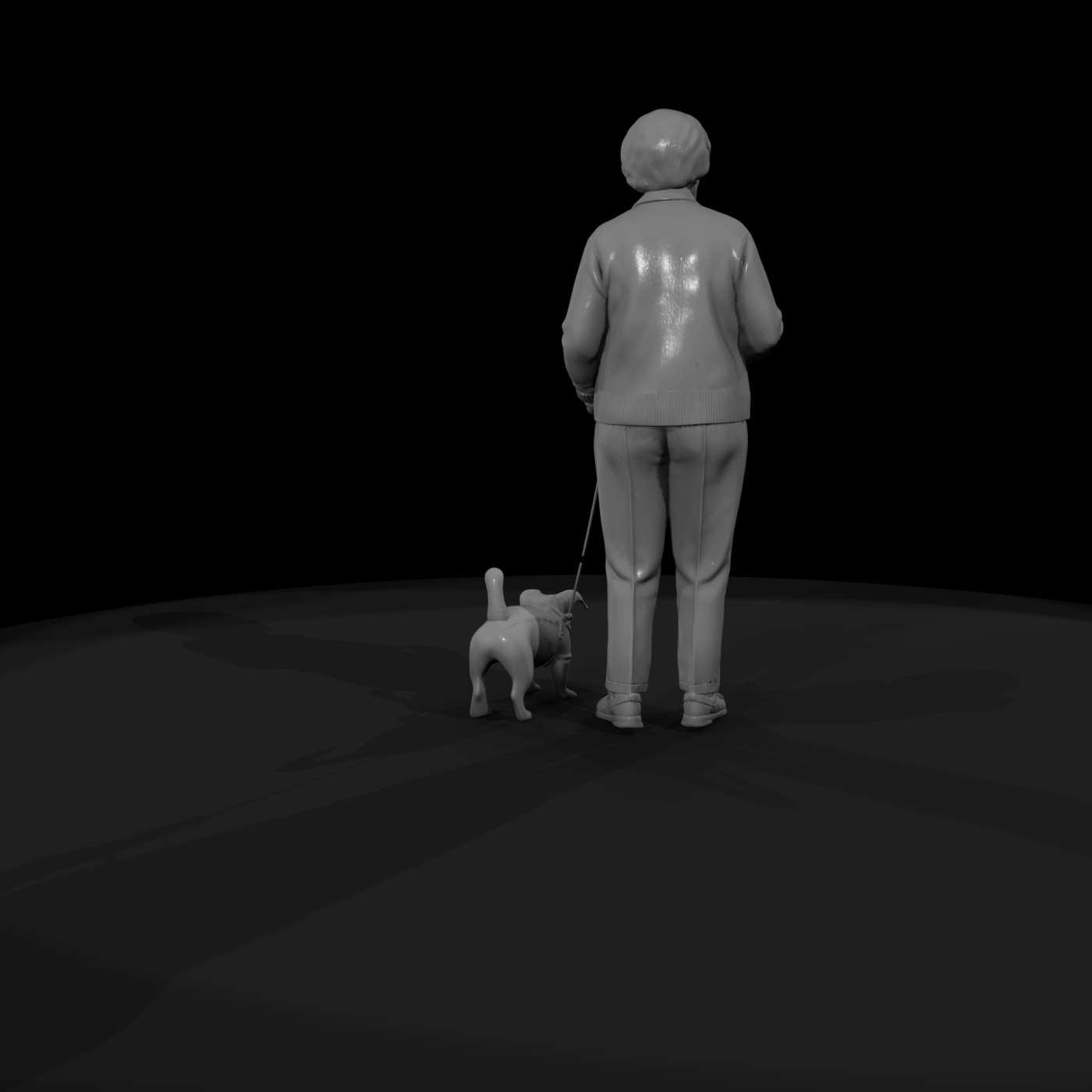0141 Elderly Grandmother Dog Leash