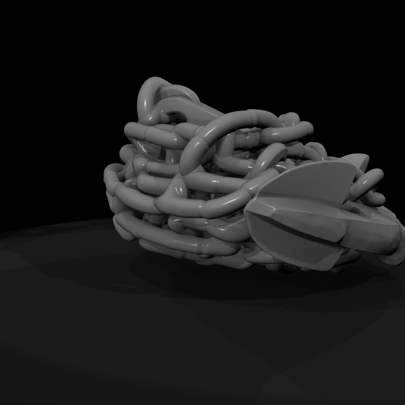 Stylized Ship Anchor with Tangled Chain