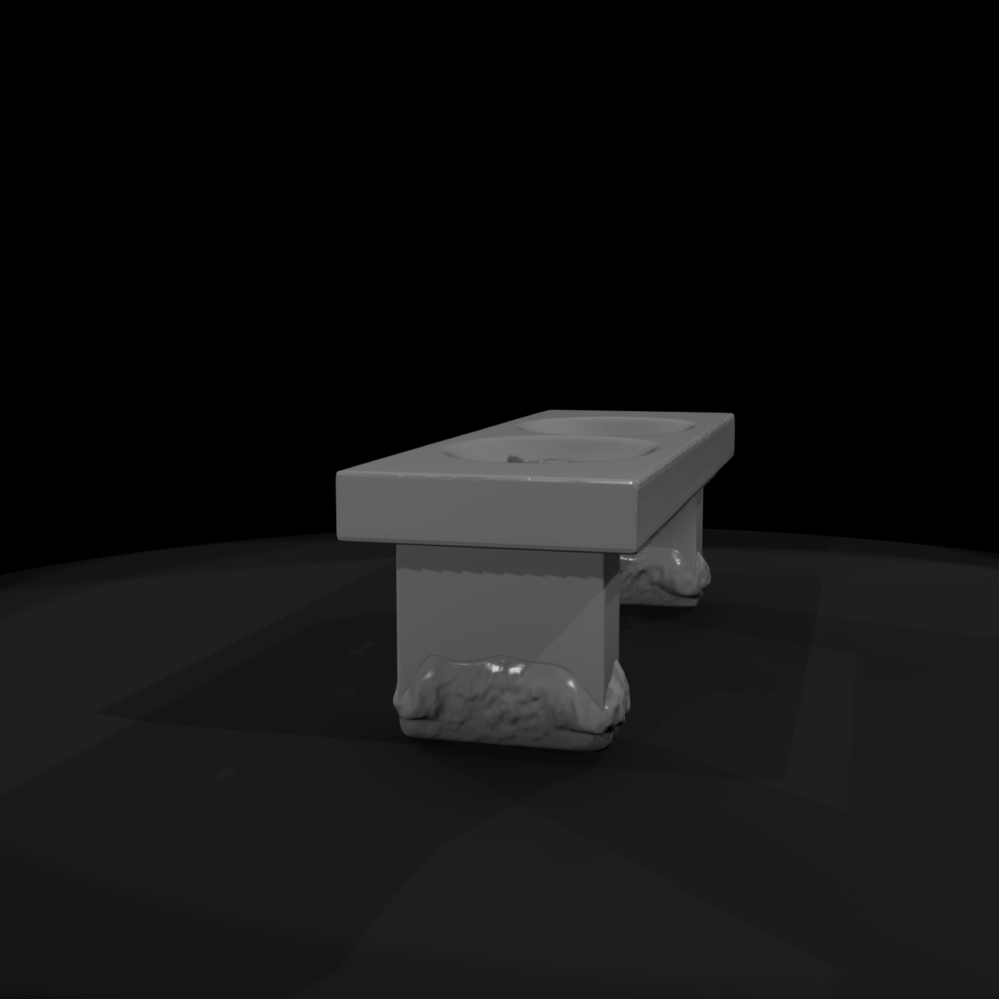 Rustic stone dual-sink vanity bench