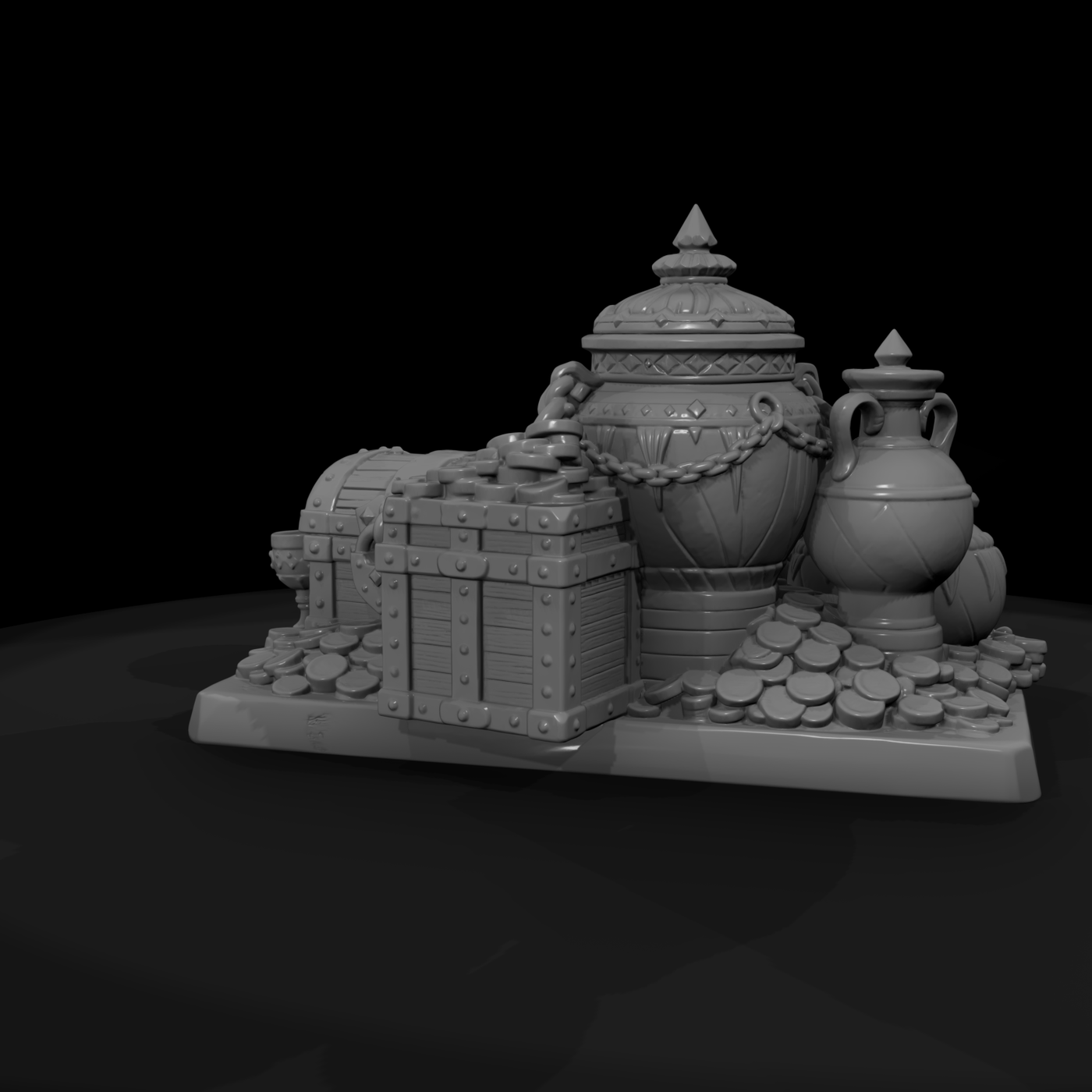 Treasure Hoard with Urns and Chest