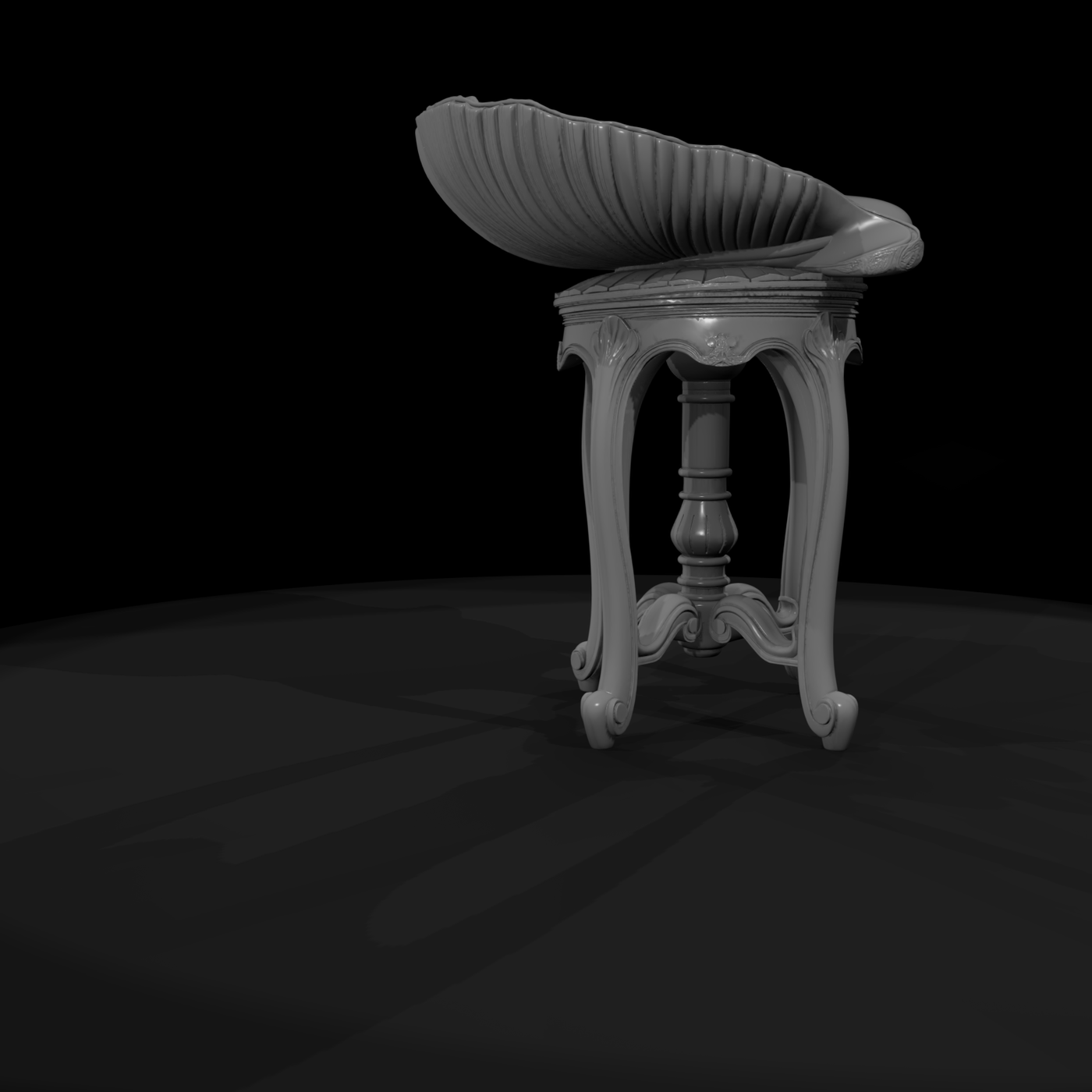 Rococo Shell-Back Vanity Stool