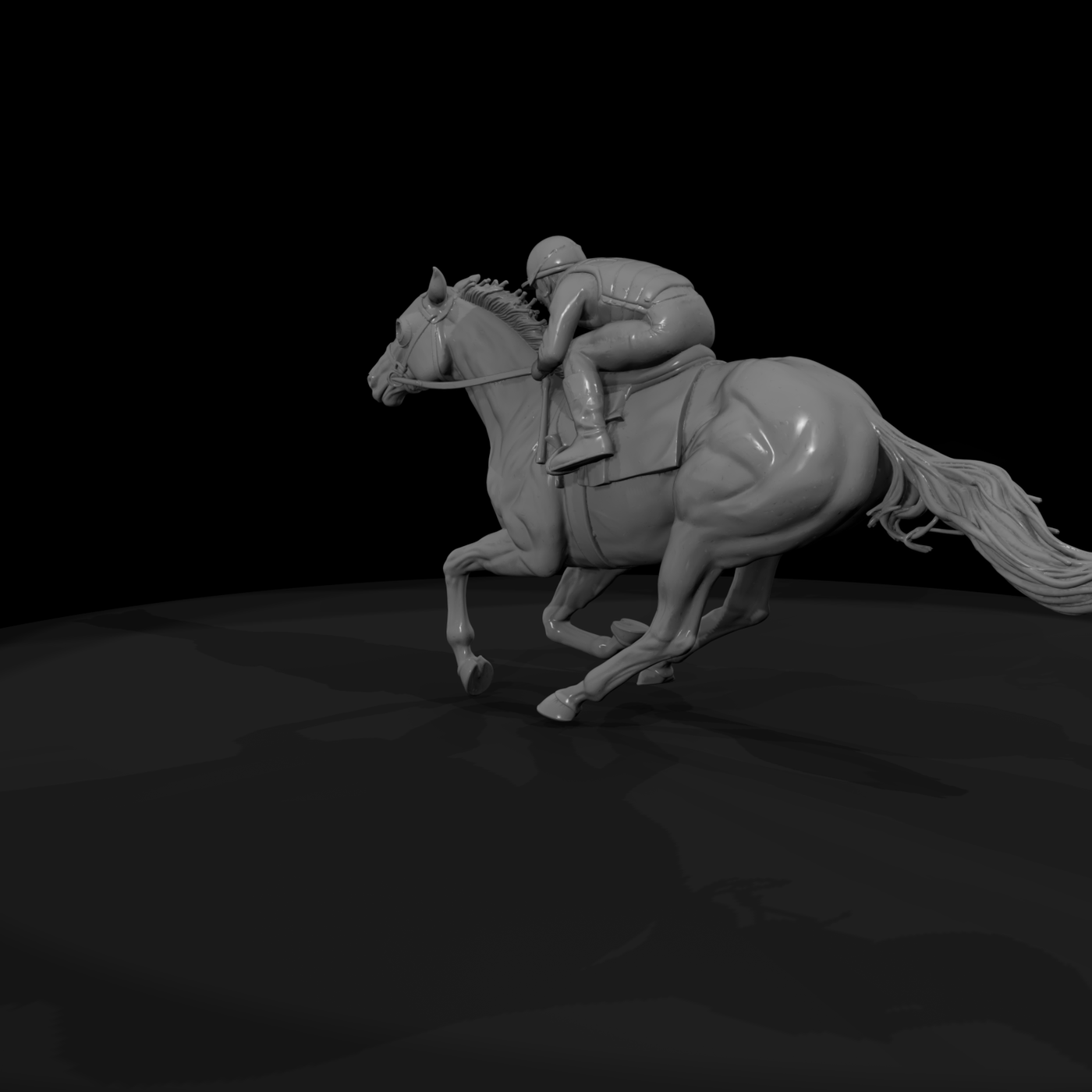Jockey on Galloping Racehorse