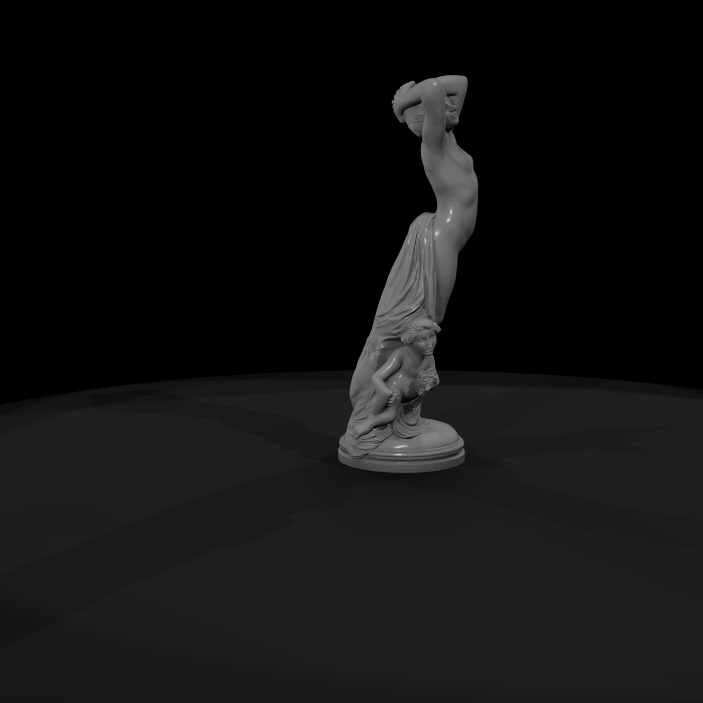 Neoclassical Putto & Draped Female Statuette