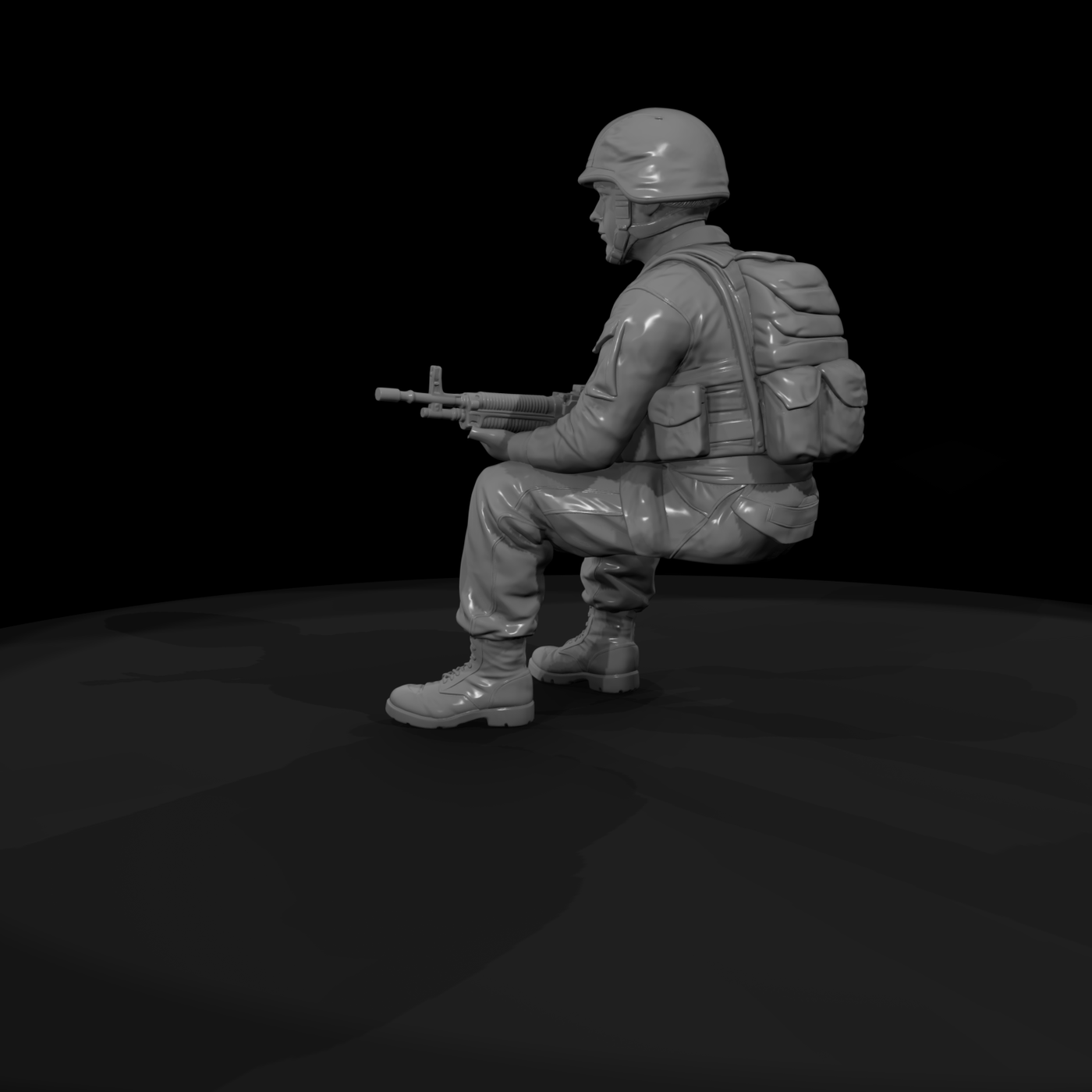 Seated Modern Marine with Radio