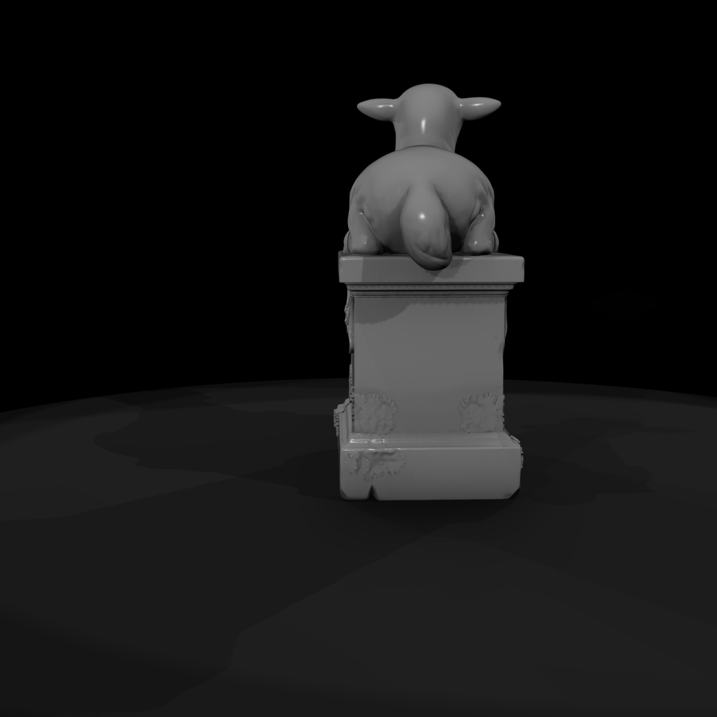 Resting Lamb Garden Statue on Plinth