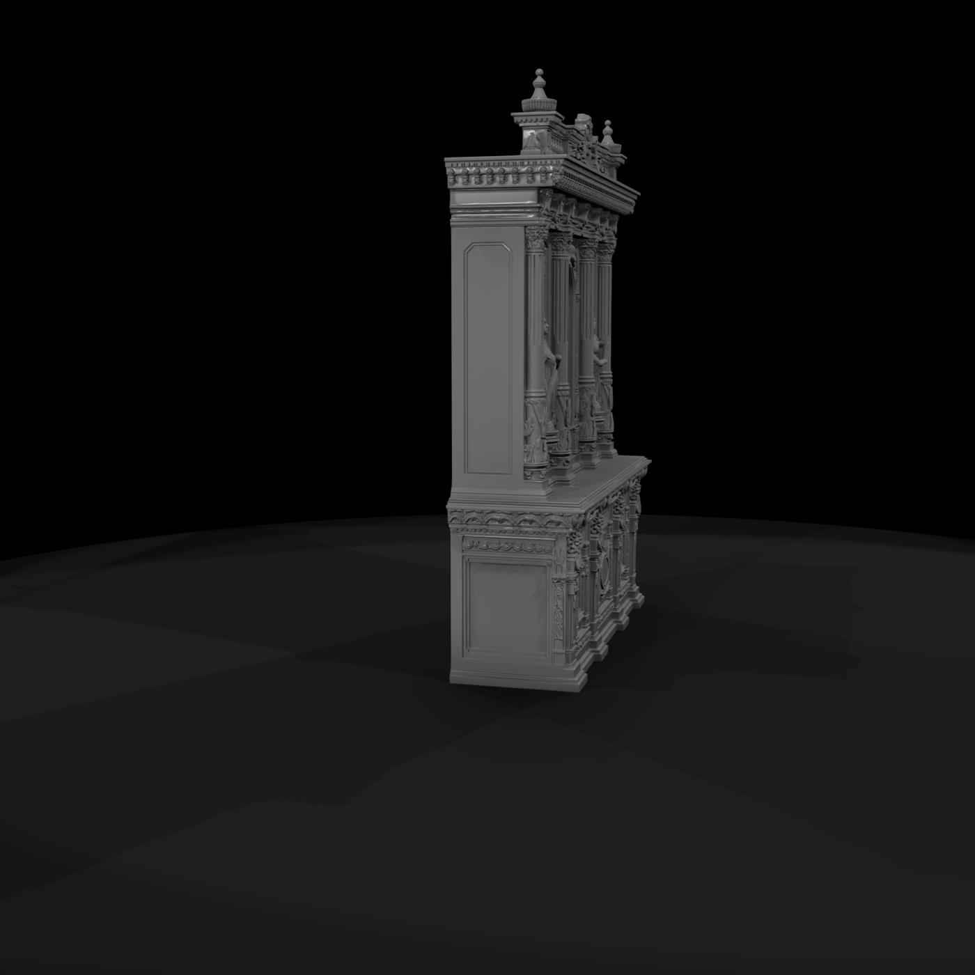Neoclassical Carved Display Cabinet