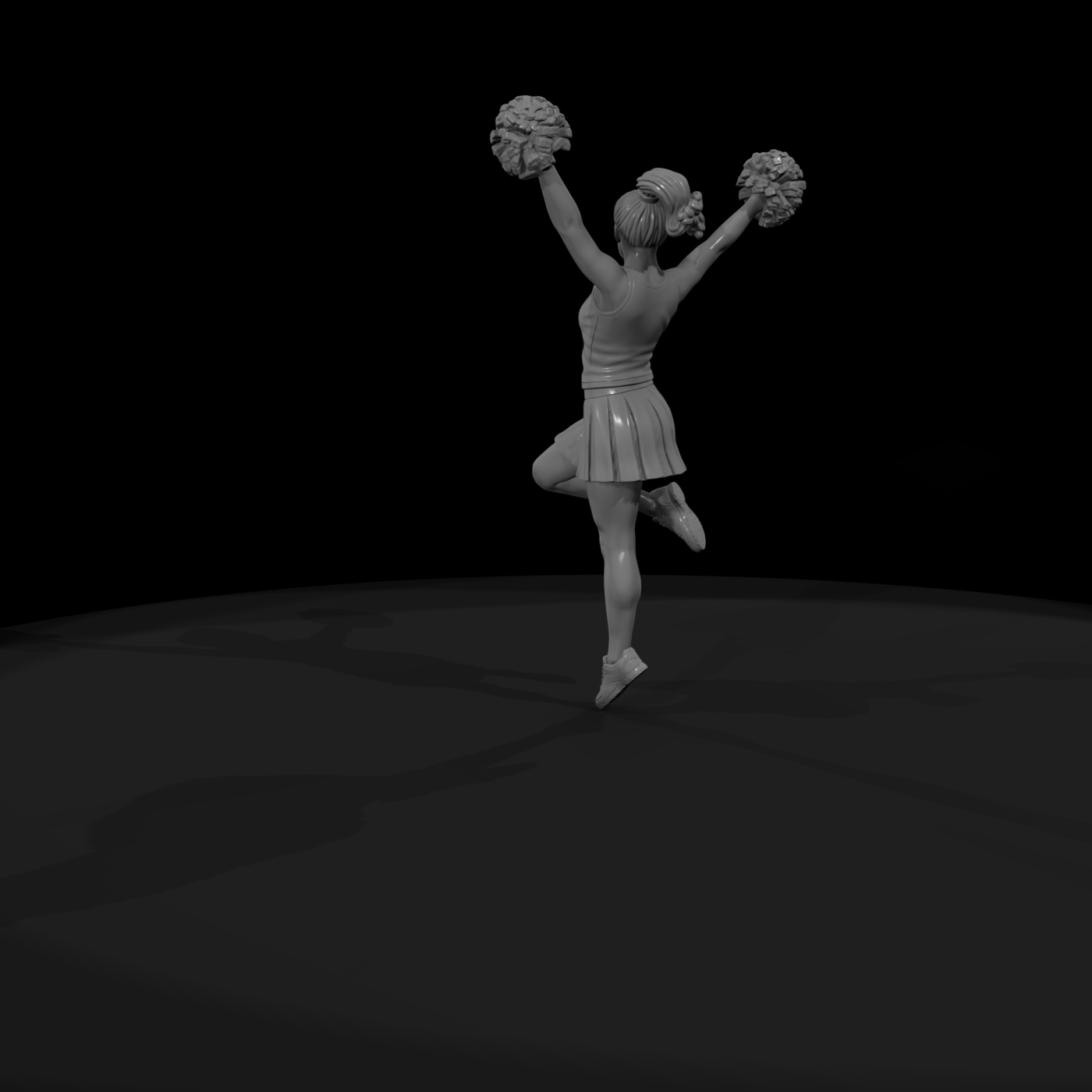 Cheerleader Jumping with Pom-Poms