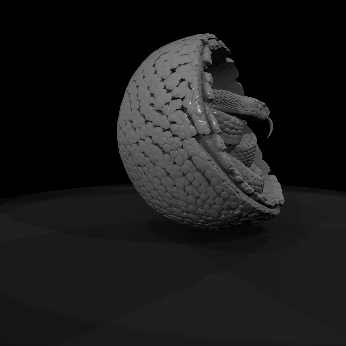 Coiled Snake in Hollow Log