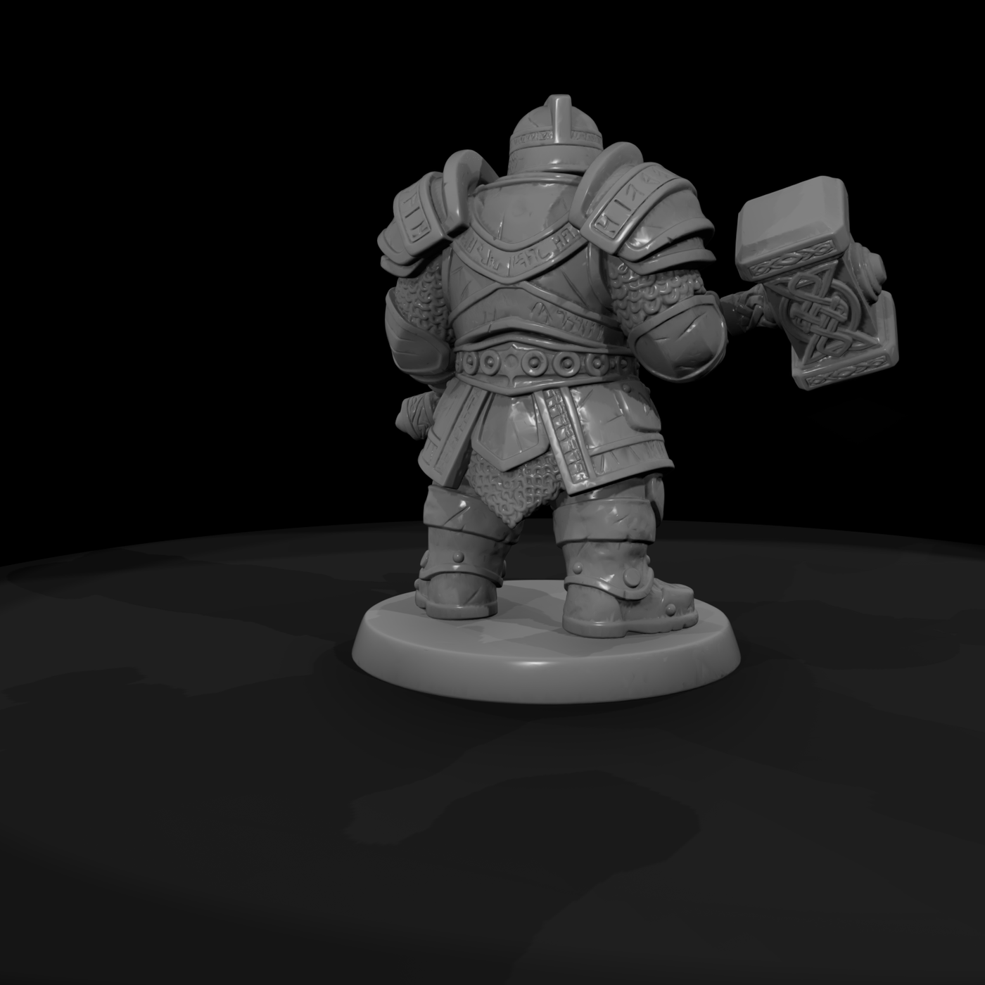 Armored Dwarf Warrior with Warhammer