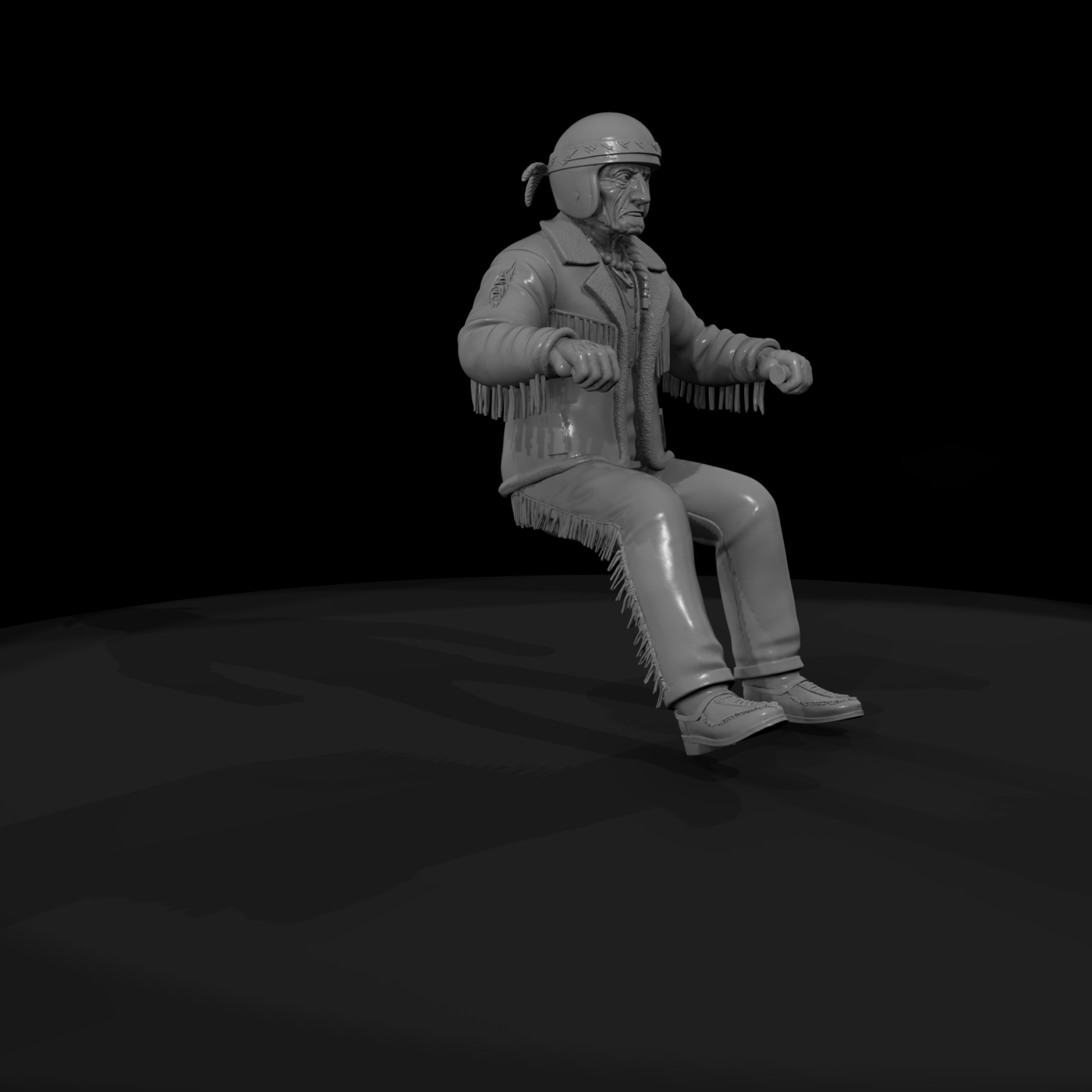 Seated Motorcycle Rider — Adult Male