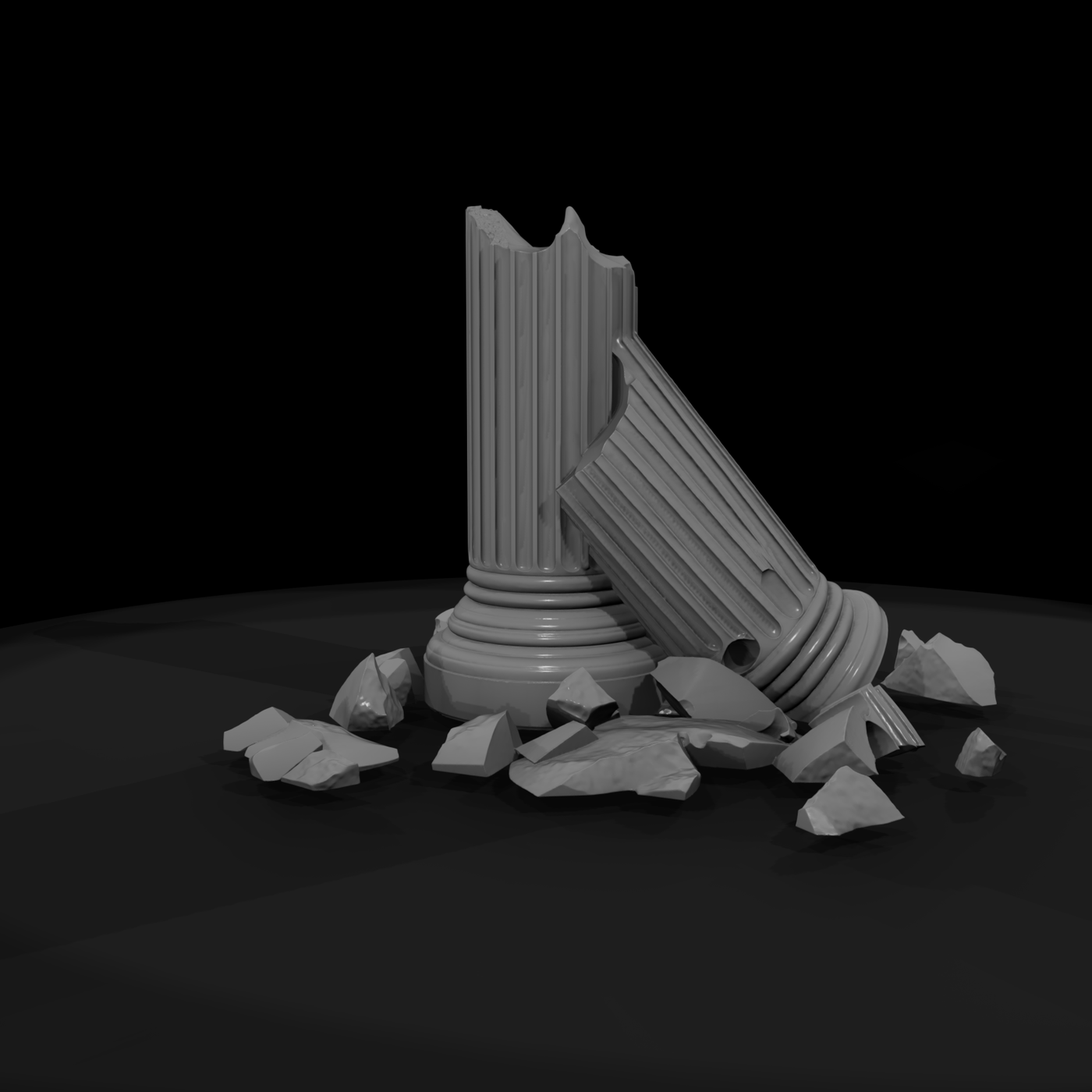 Broken Fluted Classical Column Ruin