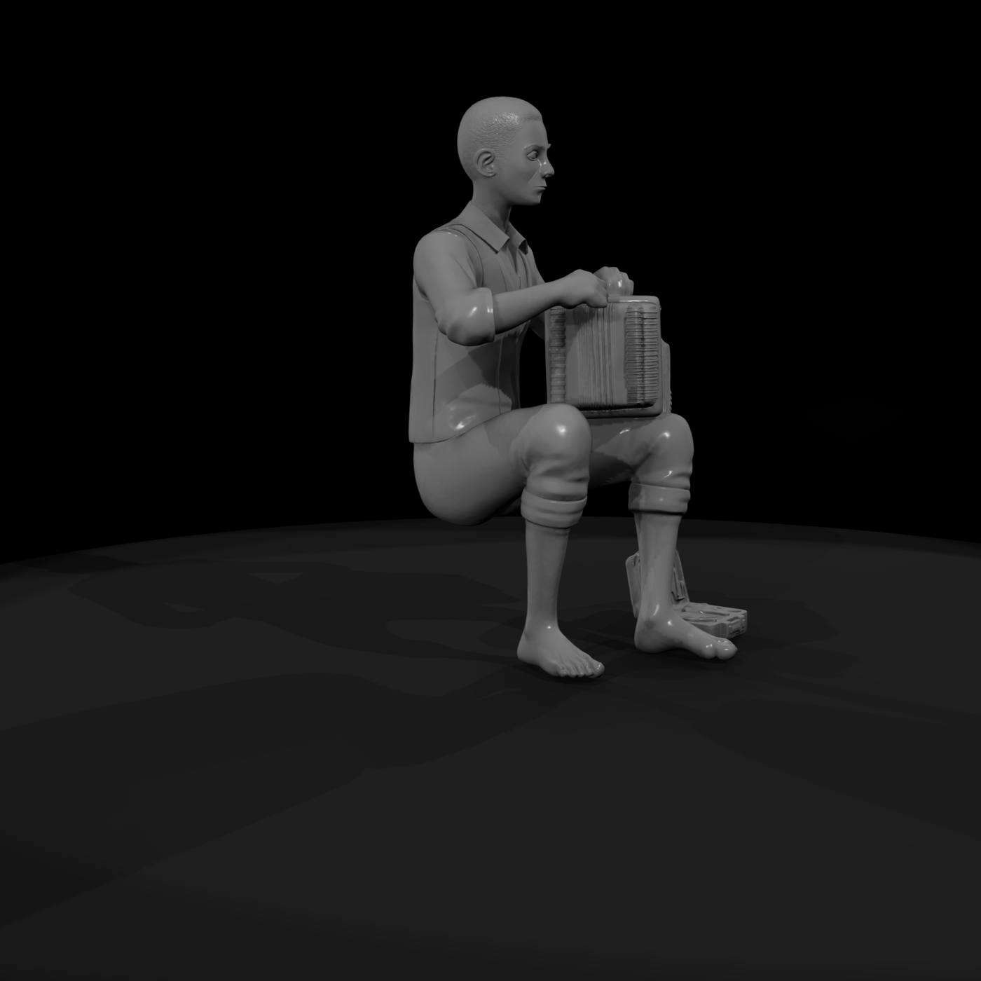 Accordion Street Musician — Seated
