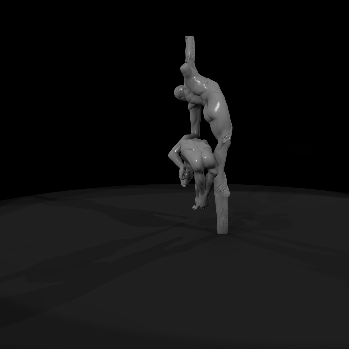 Stylized Acrobat Couple — Base-Ready Sculpture