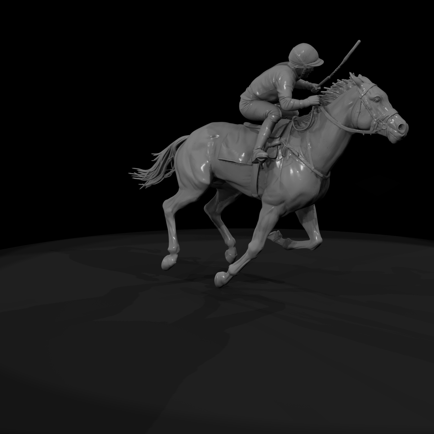 A Jockey Racehorse Running Grass Track During Race