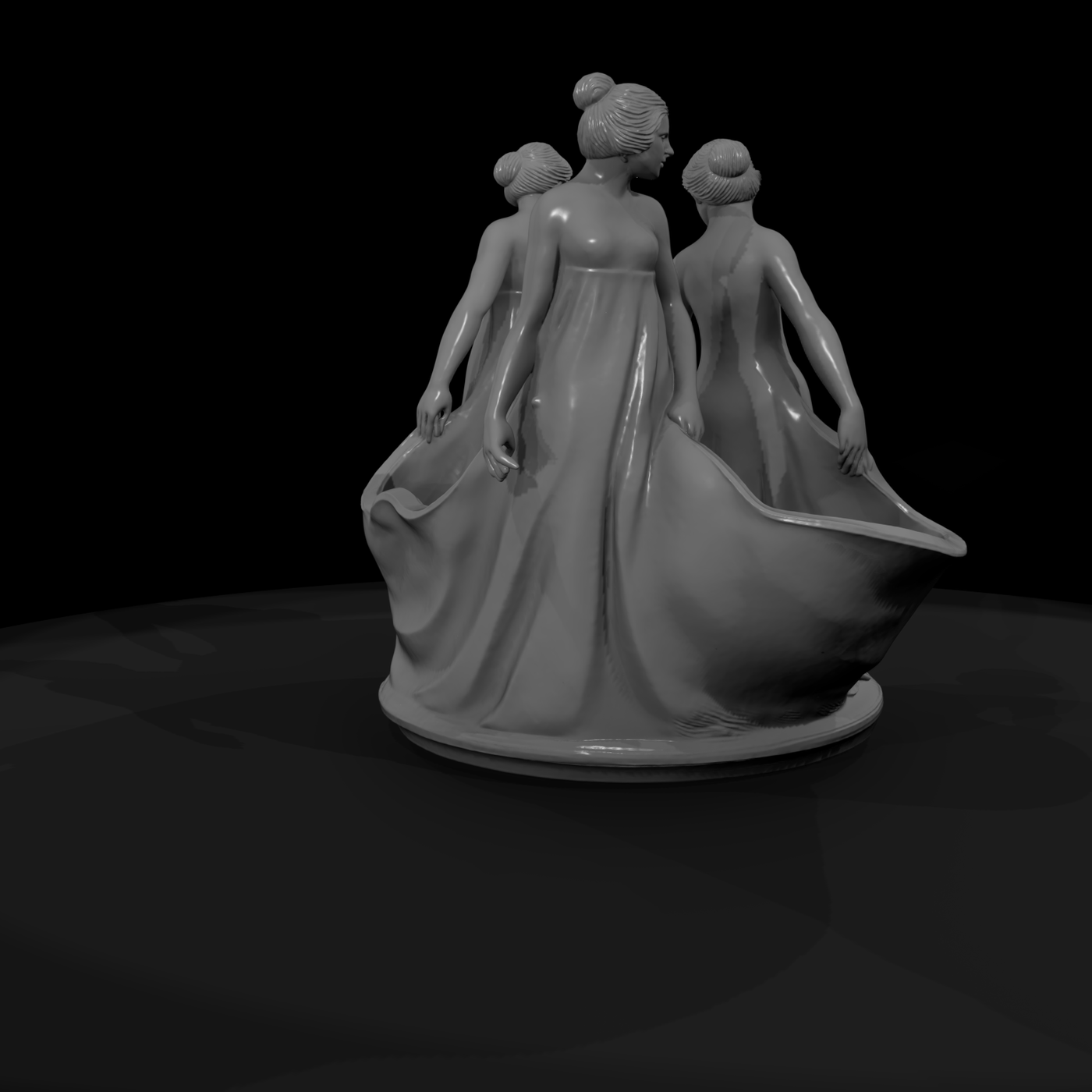 Three Draped Women Centerpiece — Statue