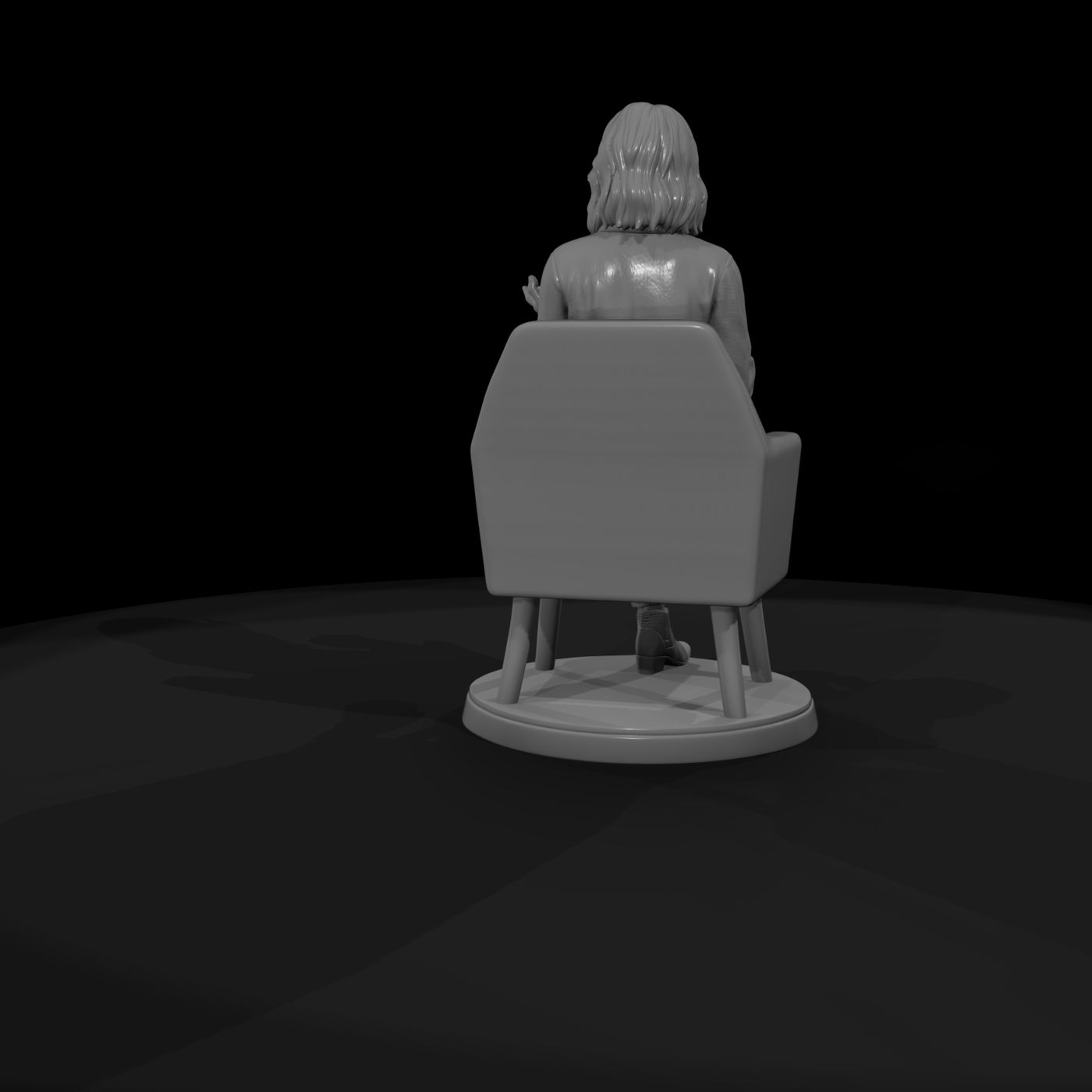 Seated Woman in Armchair with Coffee