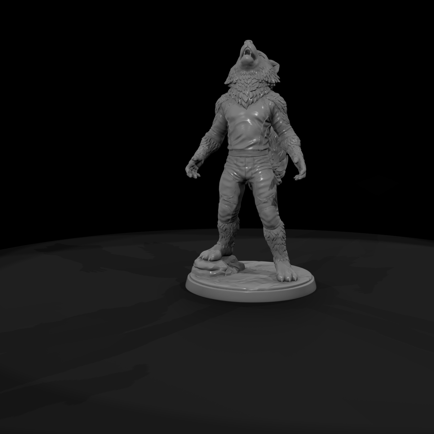Anthropomorphic Wolf Character Figure