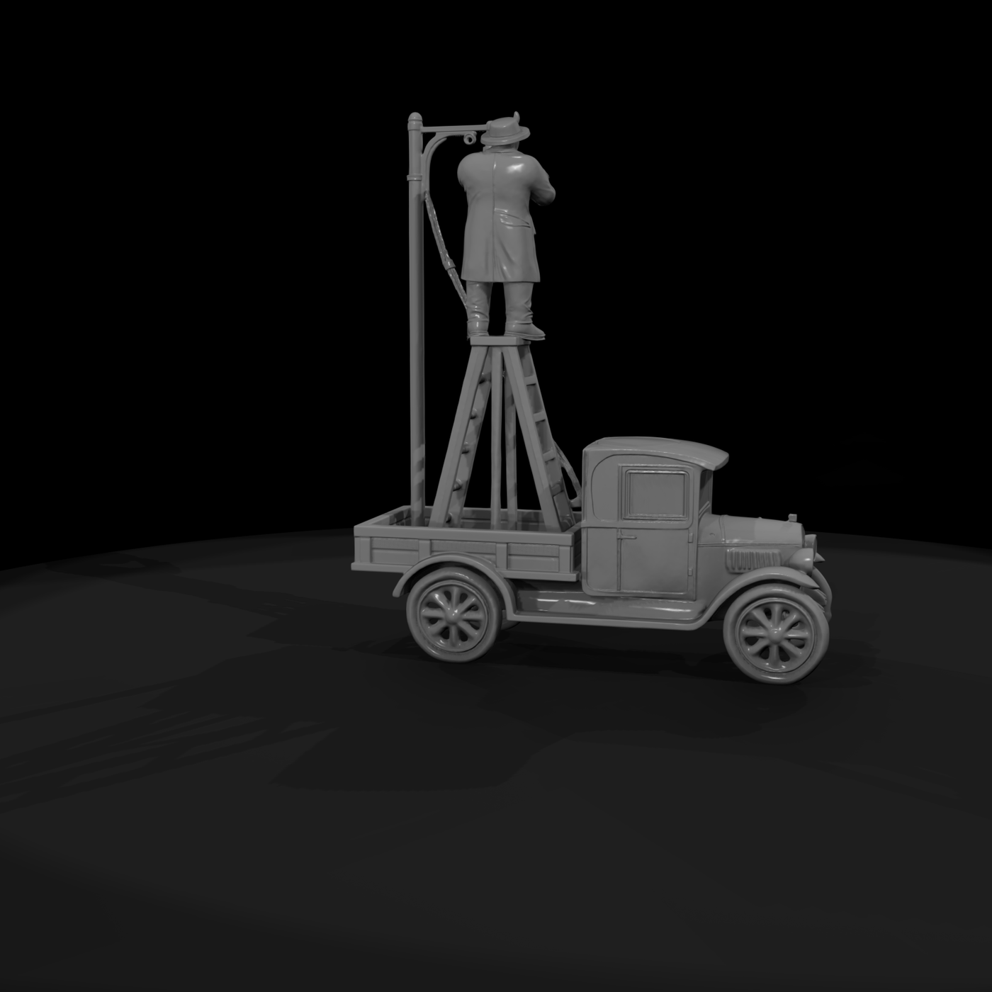 1920s Lamplighter Truck with Worker