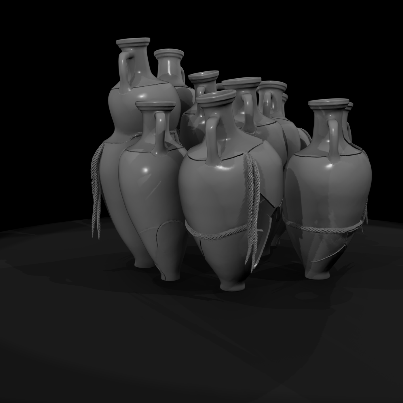 Weathered Ancient Amphora Set