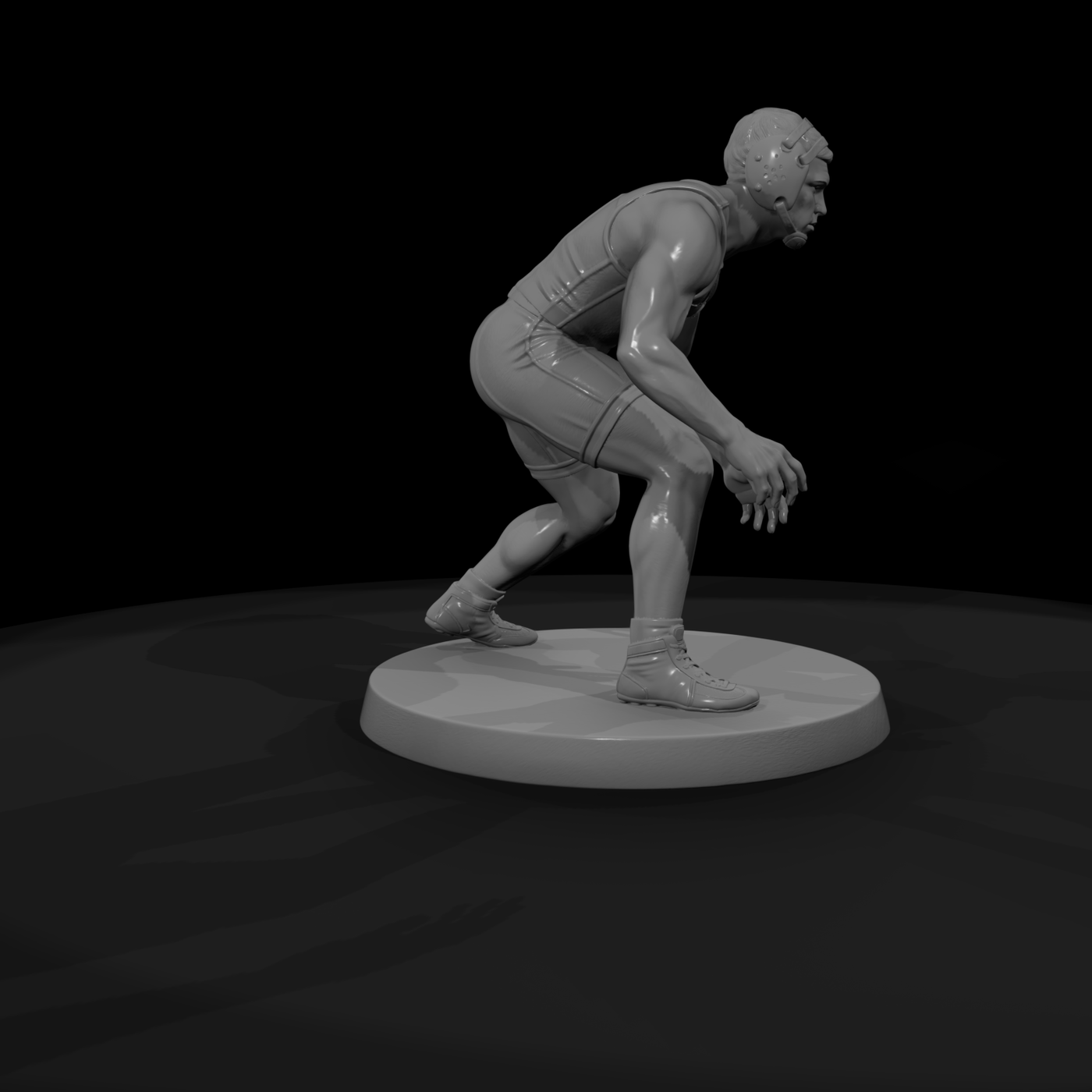 Wrestler in Ready Stance