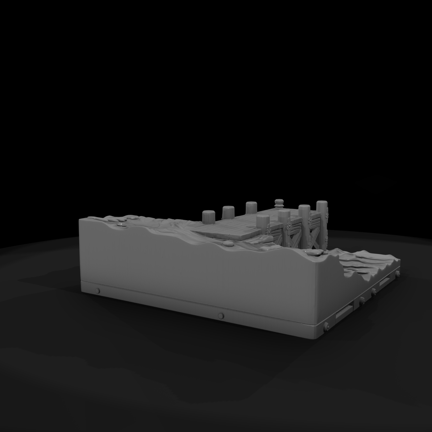 Detailed Coastal Dock Pier Tabletop 3D Model Oarba