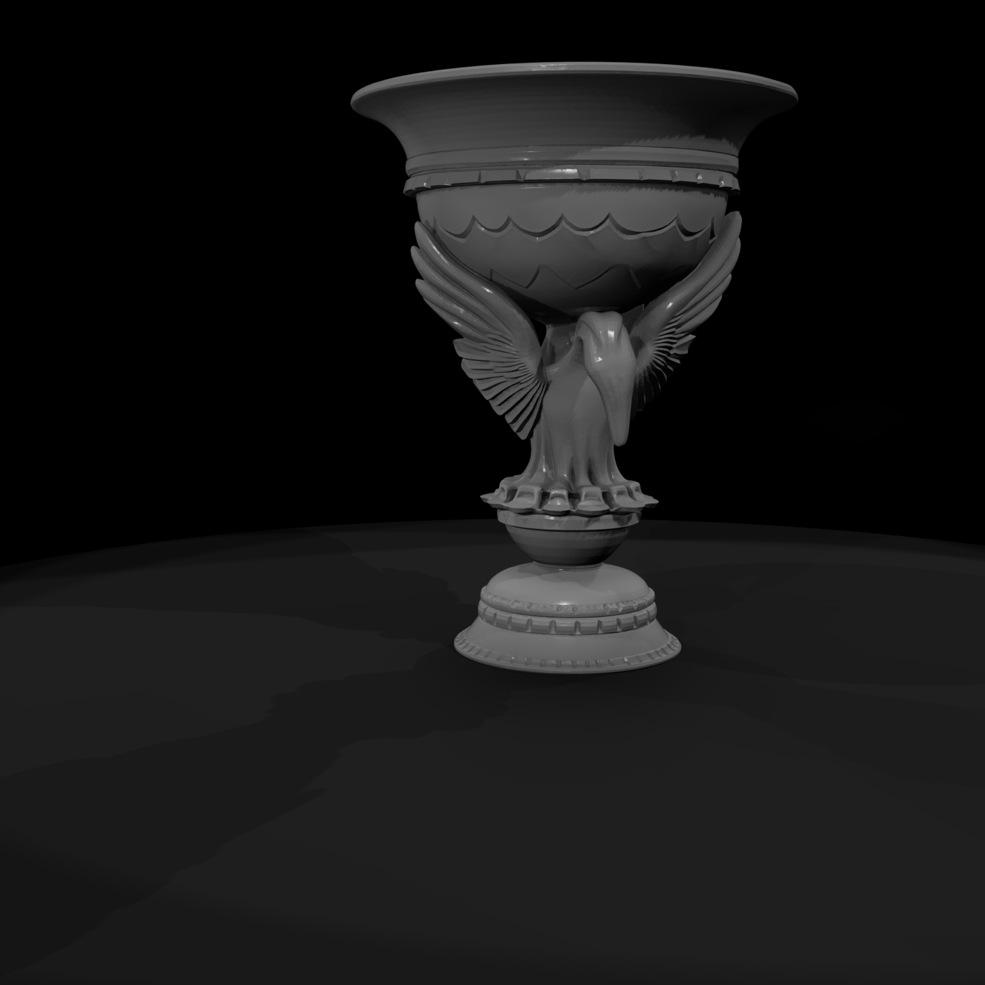 Neoclassical Swan Urn with Ornate Pedestal — & Display