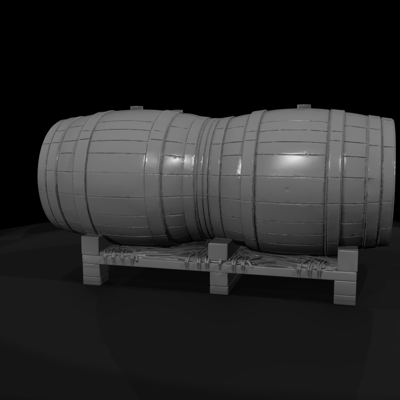 Wooden Wine Barrel Set on Pallet