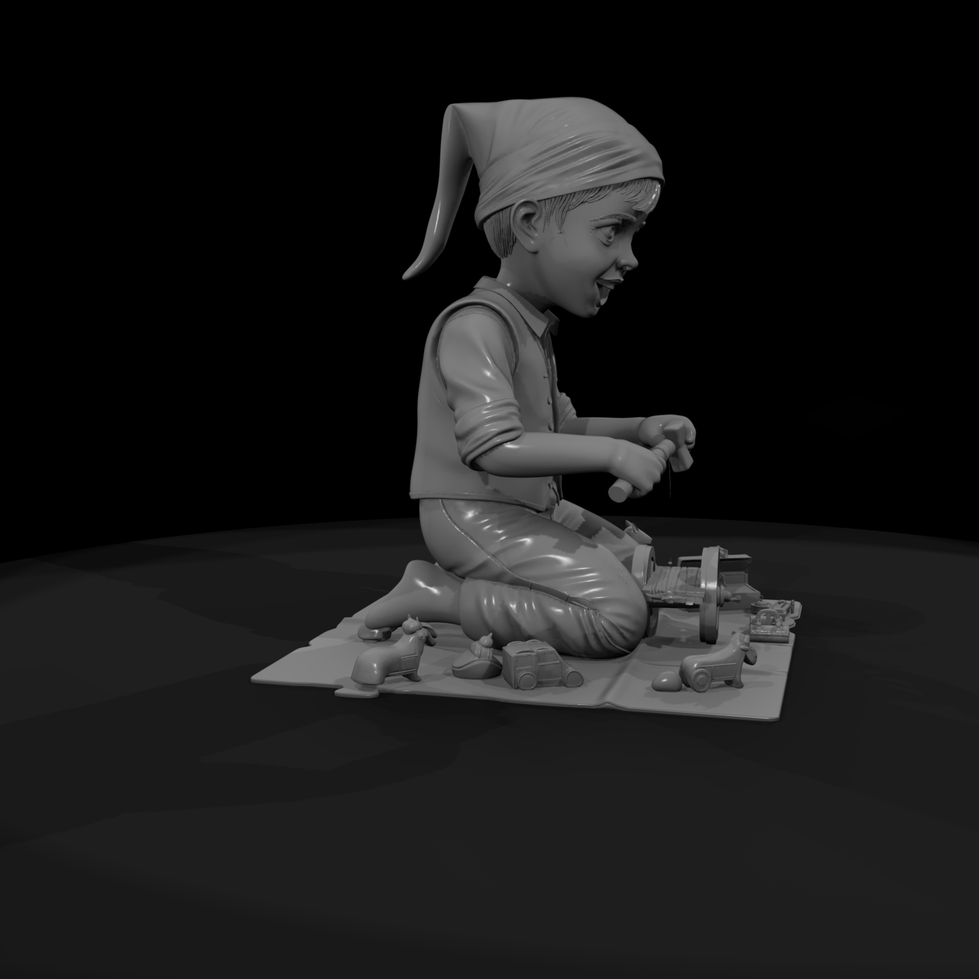 Stylized Farm Boy on Scenic Base