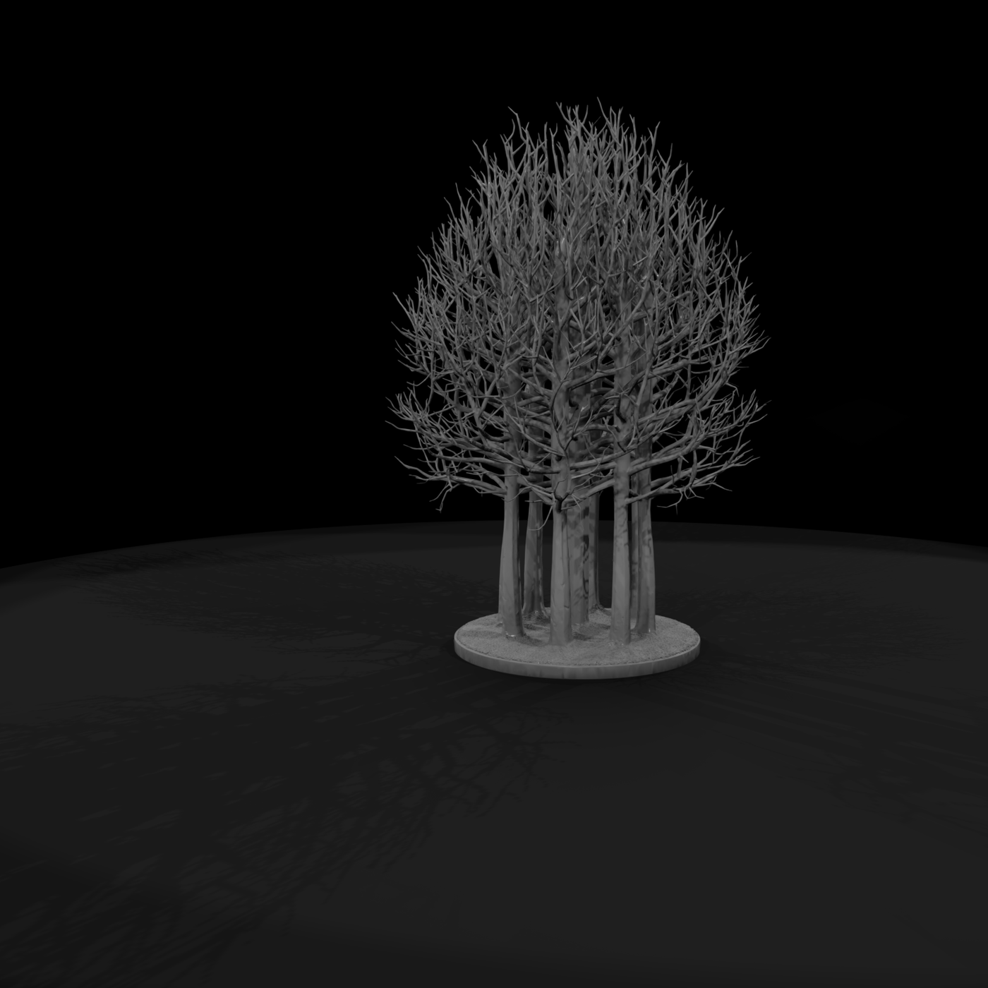 Bare Winter Tree Grove on Round Base