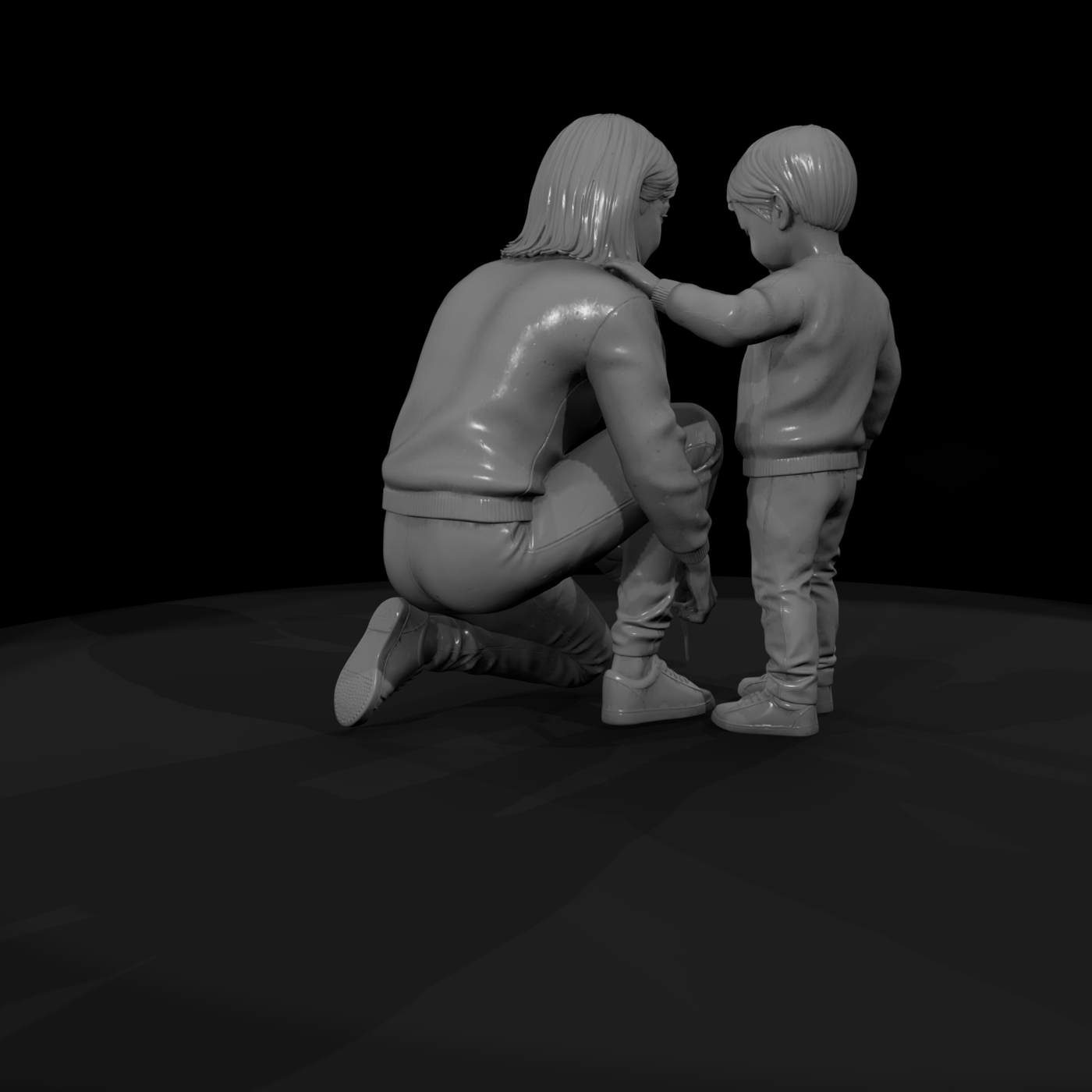0049 Family Mom Tying Shoe