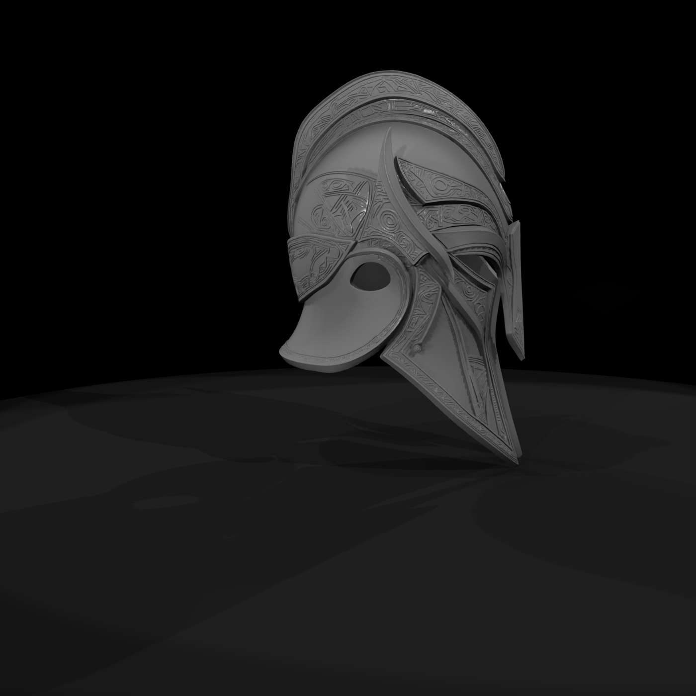 Ornate stylized fantasy knight helmet