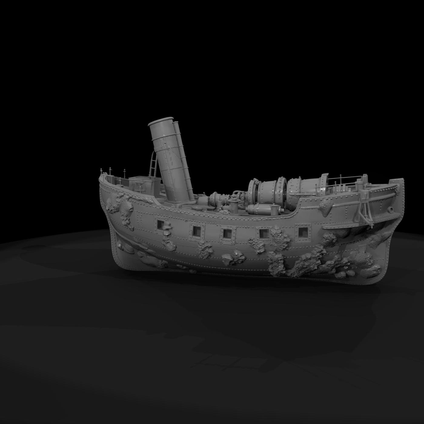Sunken Overgrown Steamship Wreck