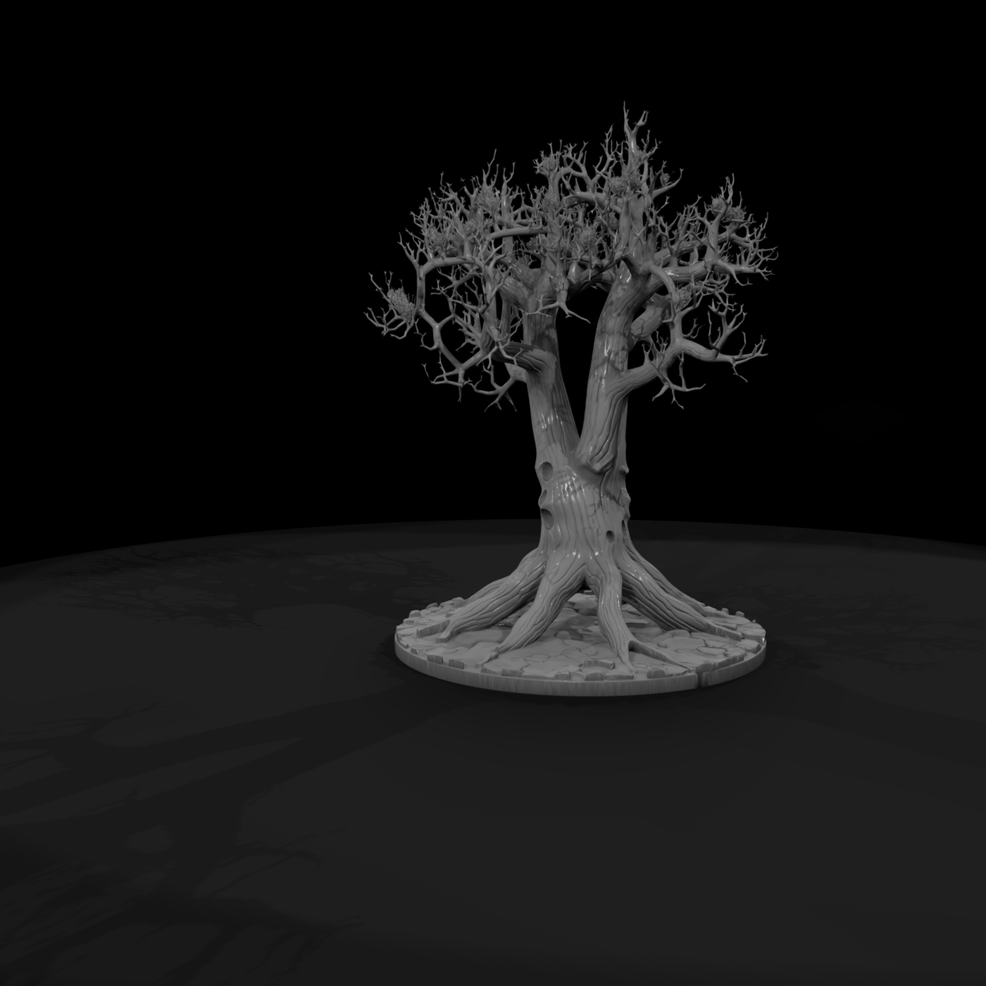 Stylized Twisted Barren Tree (Round Base)