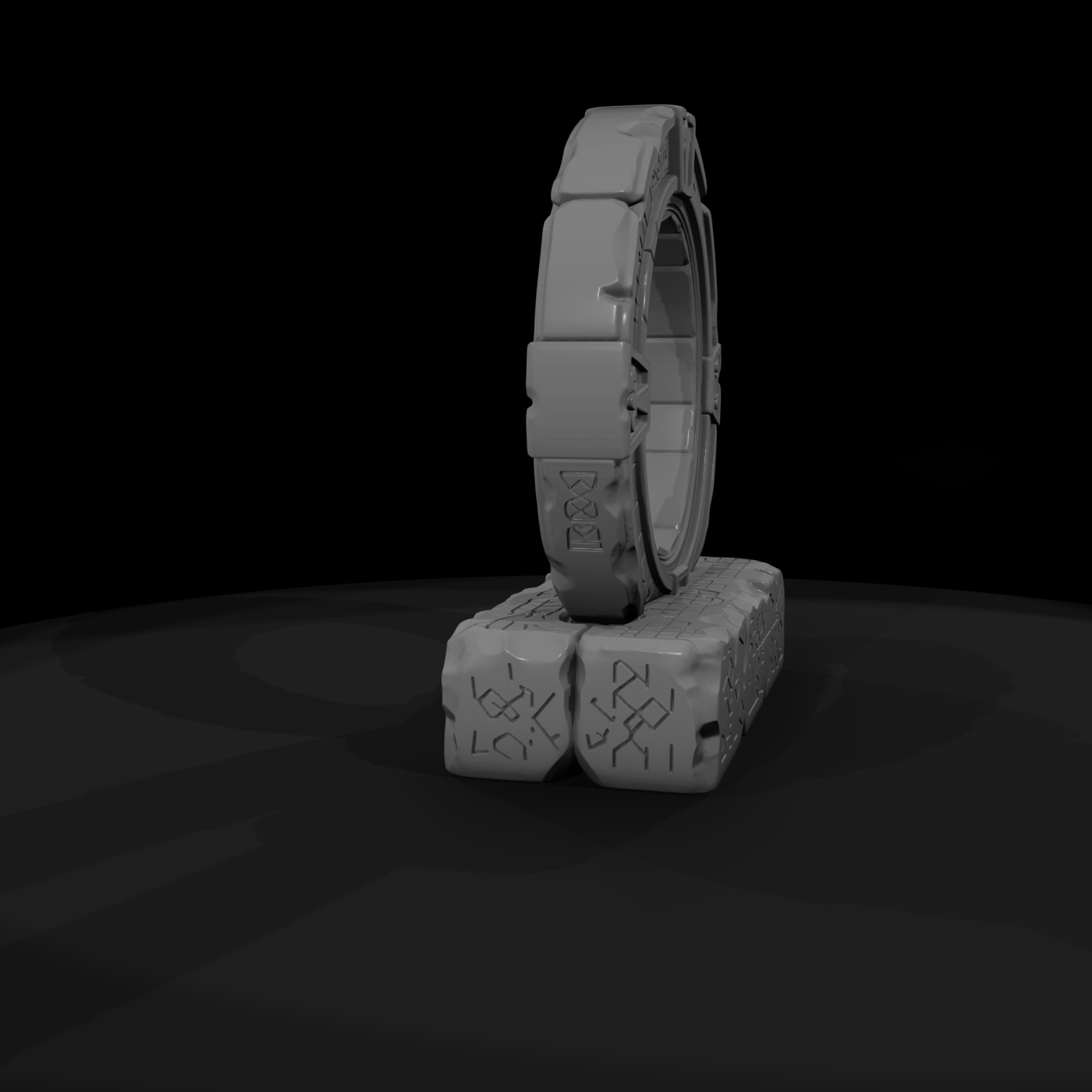 Stylized Nordic Runic Stone Portal 3D Model Pncq2W