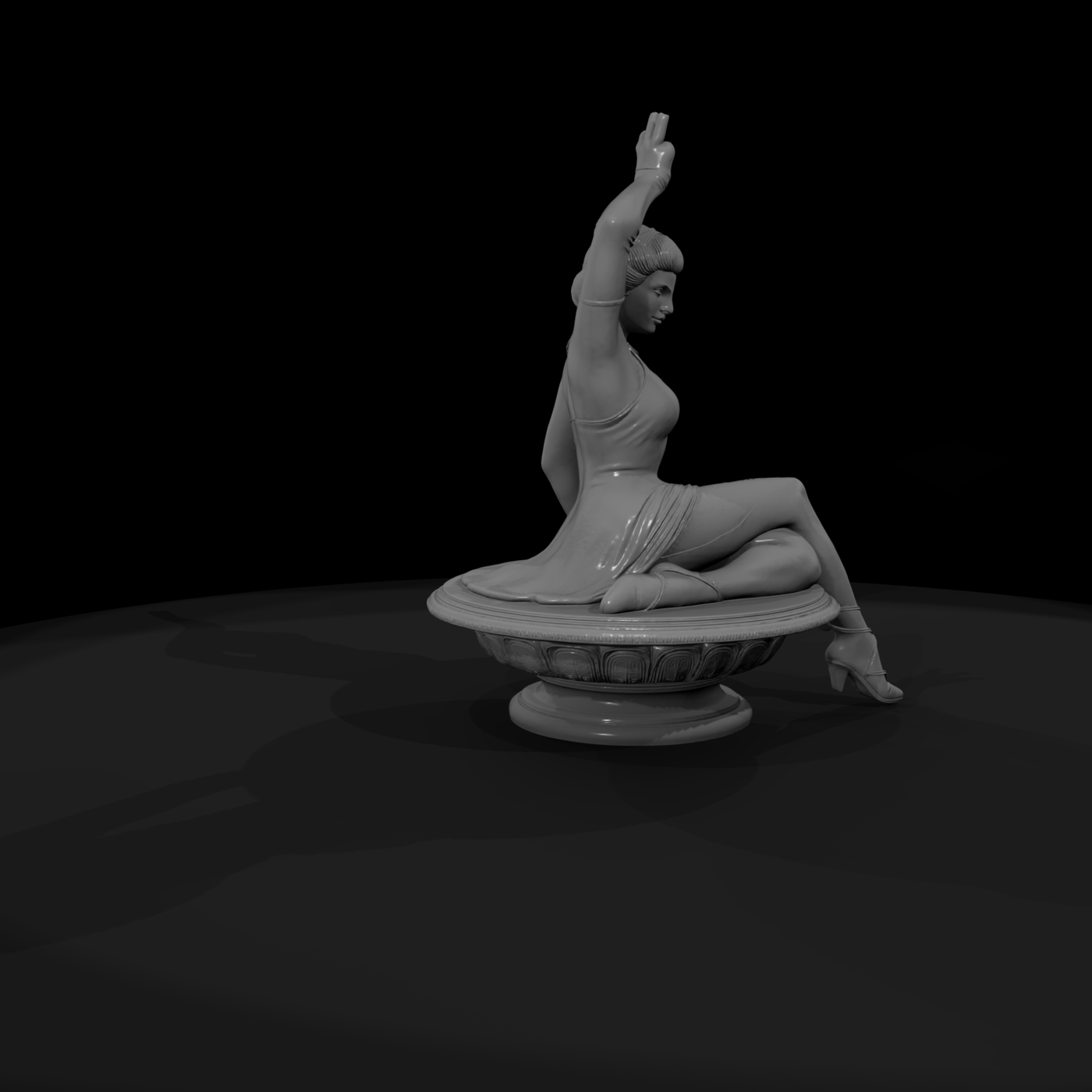 Art Deco Seated Showgirl Statue