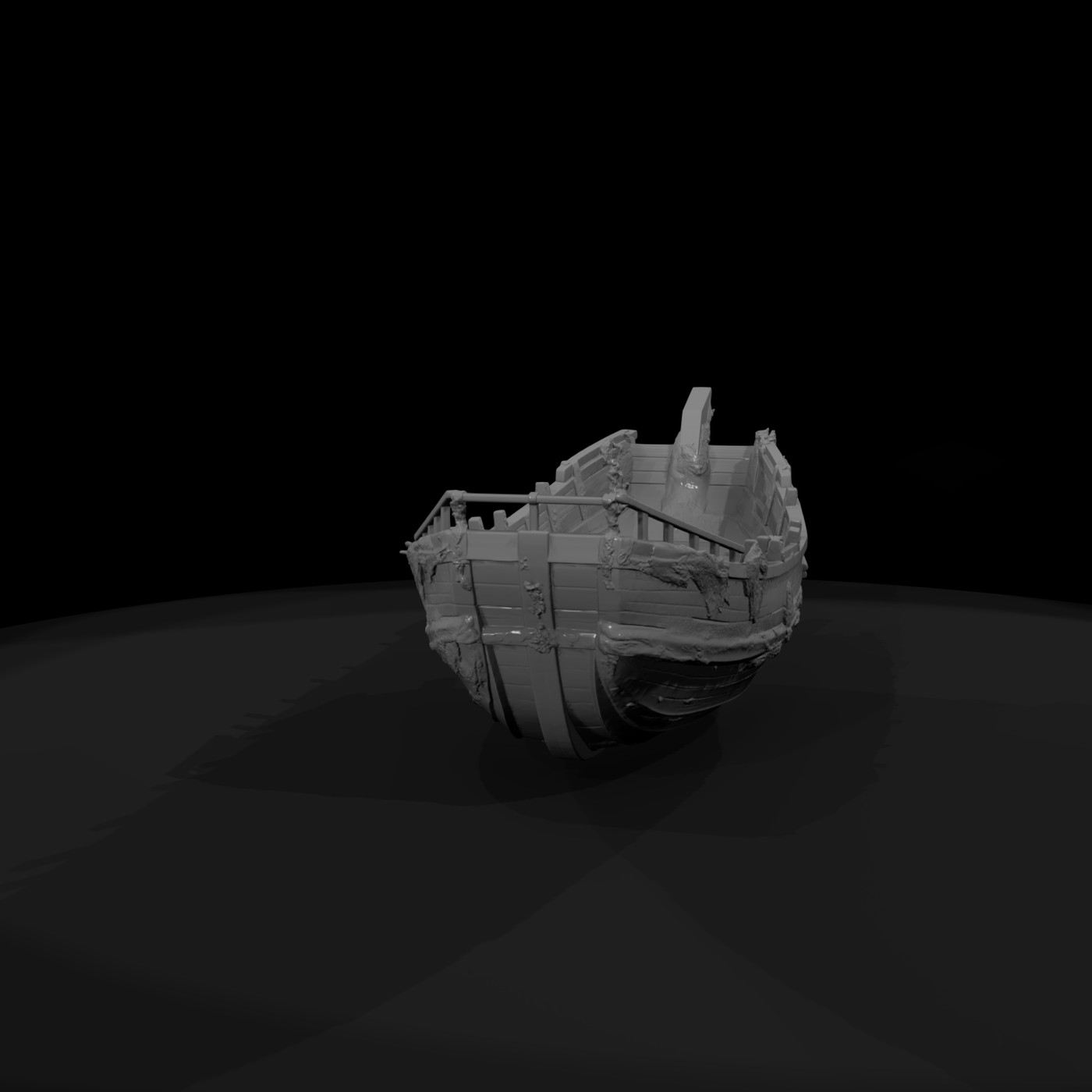 Stylized Sunken Wooden Shipwreck
