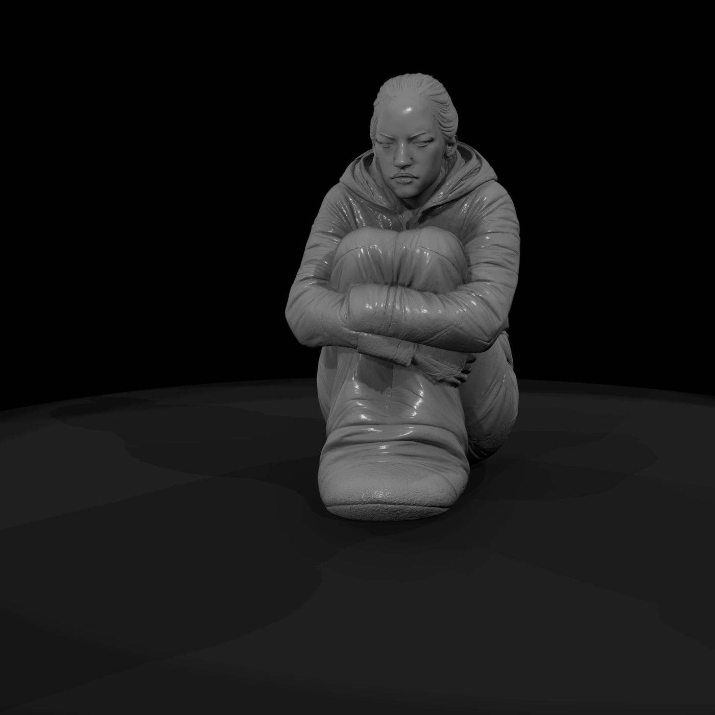 Camper in Sleeping Bag (Seated)