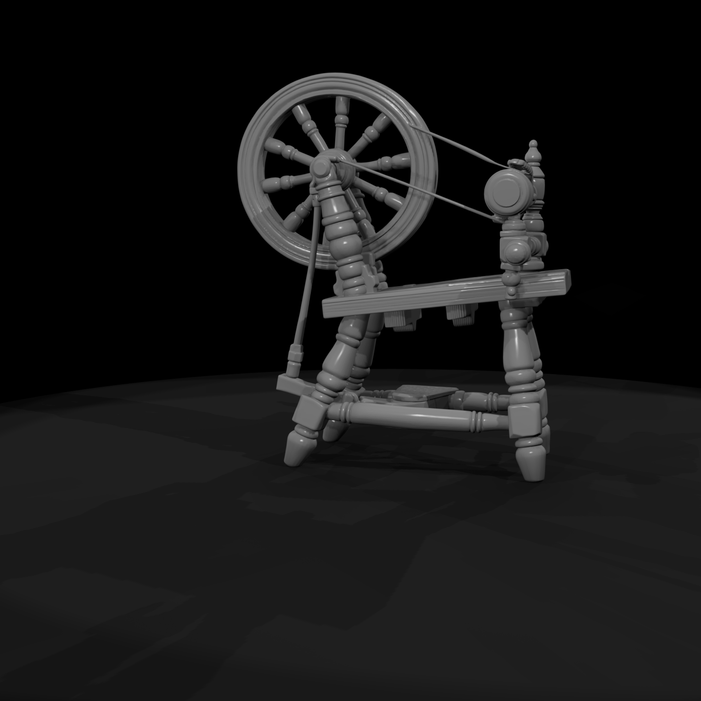 Antique Wooden Spinning Wheel