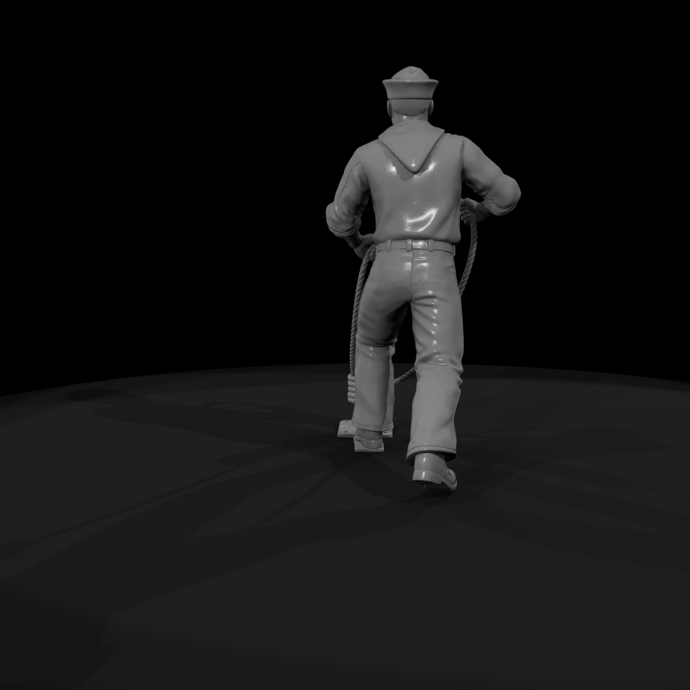 WWII Navy Sailor Mooring a Line