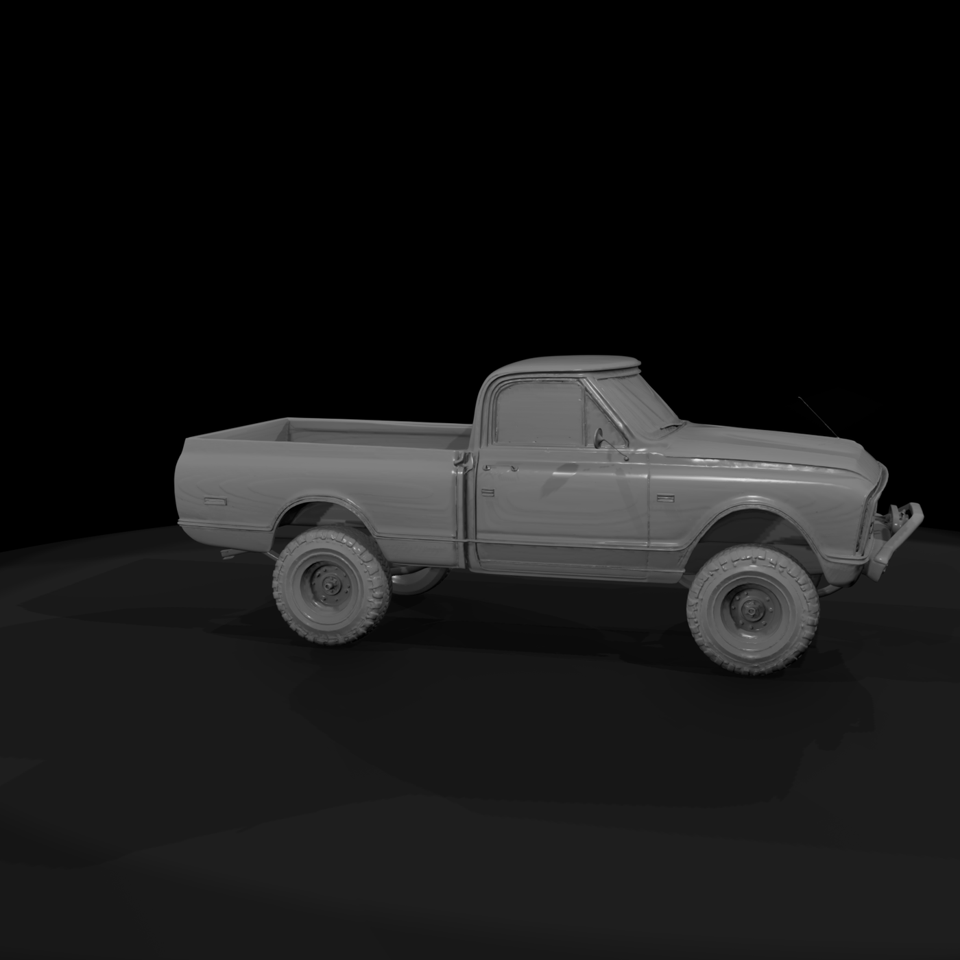 Untextured Lifted 1968 Chevy C10 Pickup 3D Model D
