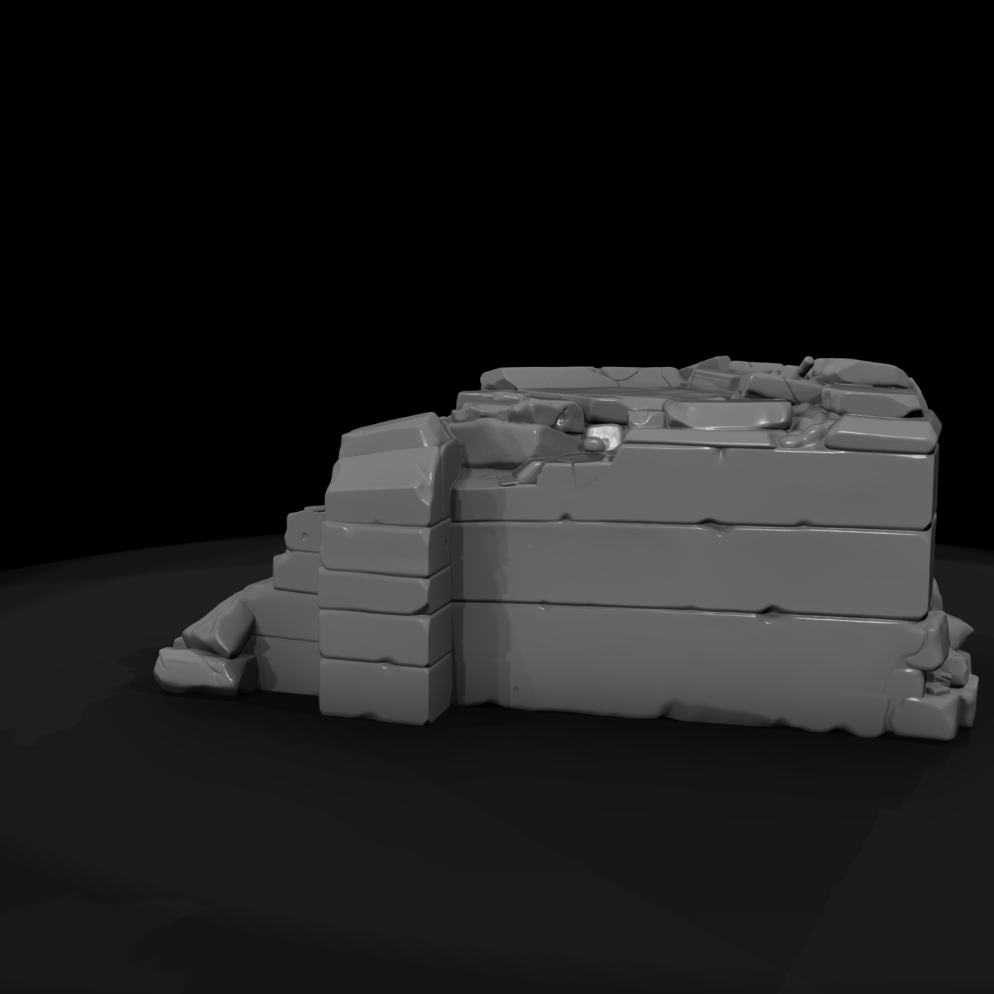 Damaged Concrete Pillbox Bunker
