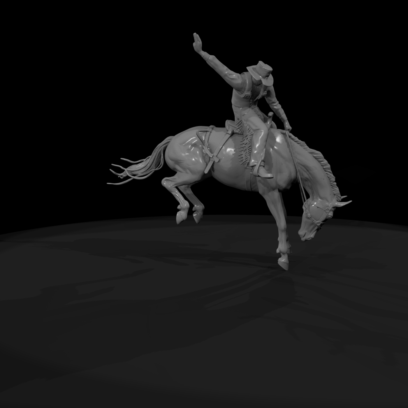 Rodeo Cowboy on Bucking Horse