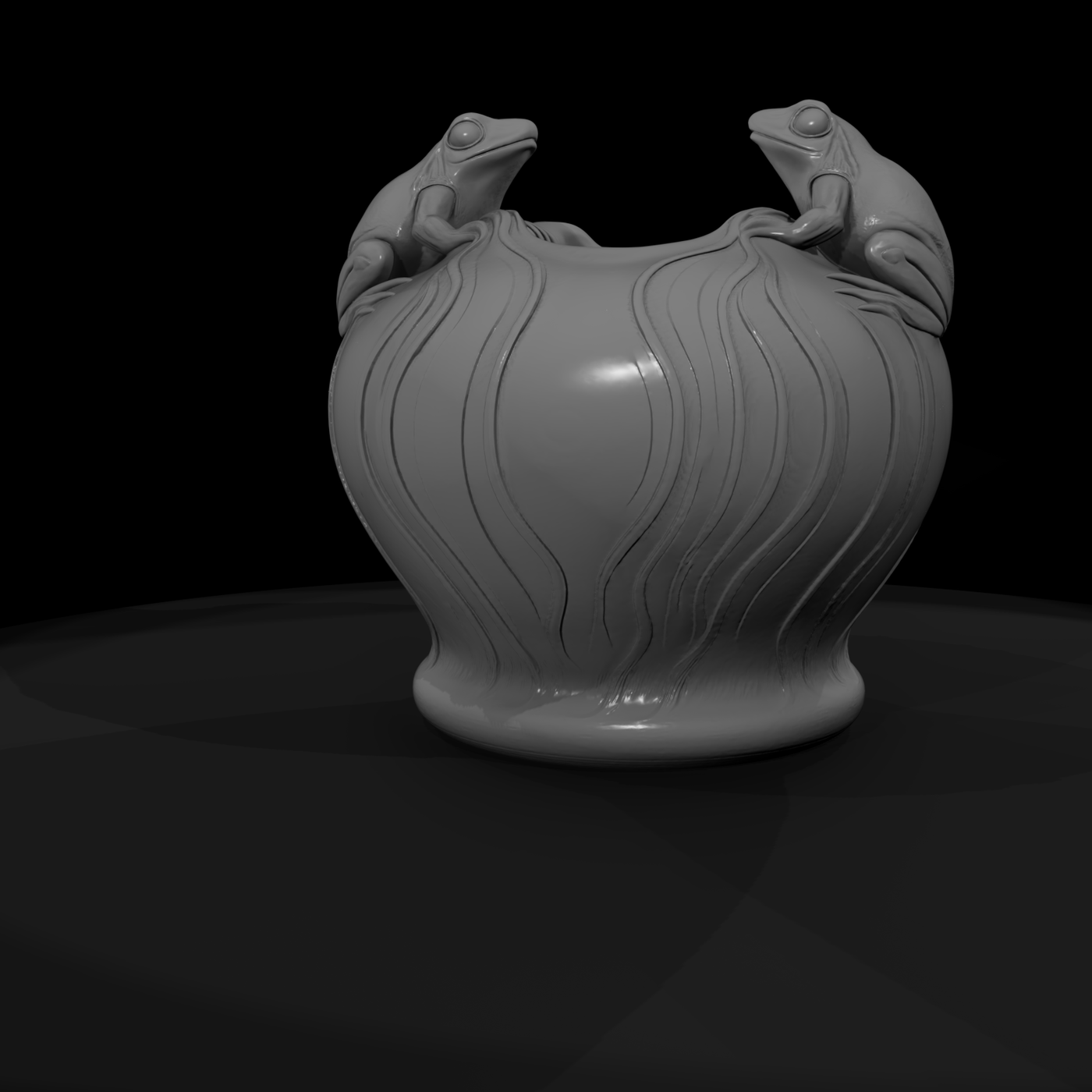 Art Nouveau Frog Planter Vase