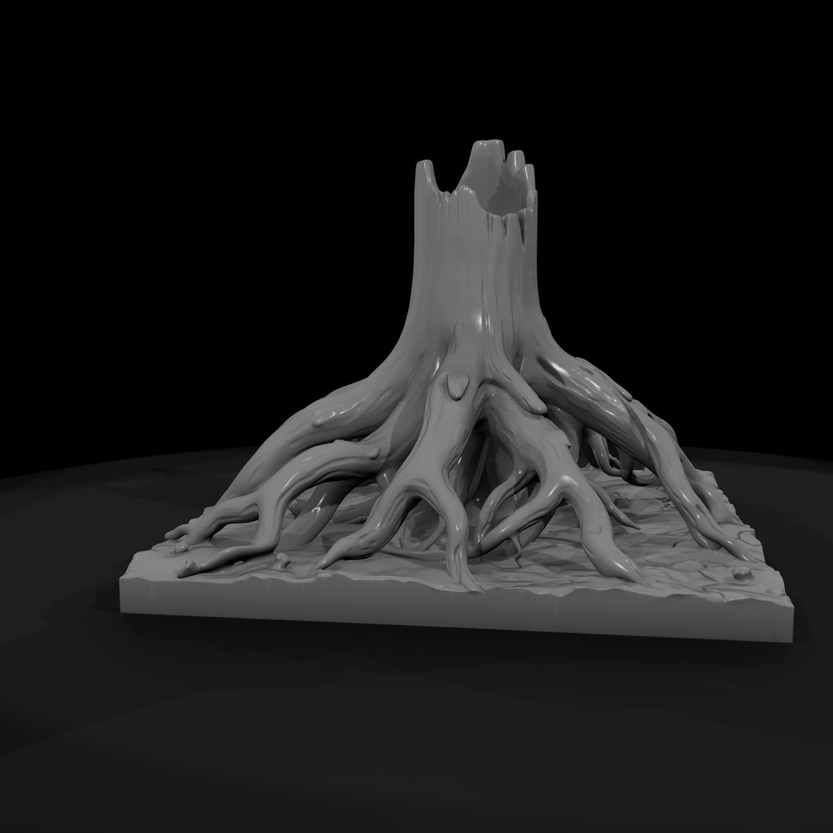 broken-tree-stump-with-exposed-roots-stylized-3d-printable-terrain-523081