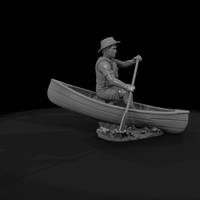 Wooden Canoe with Paddler — thumbnail 8