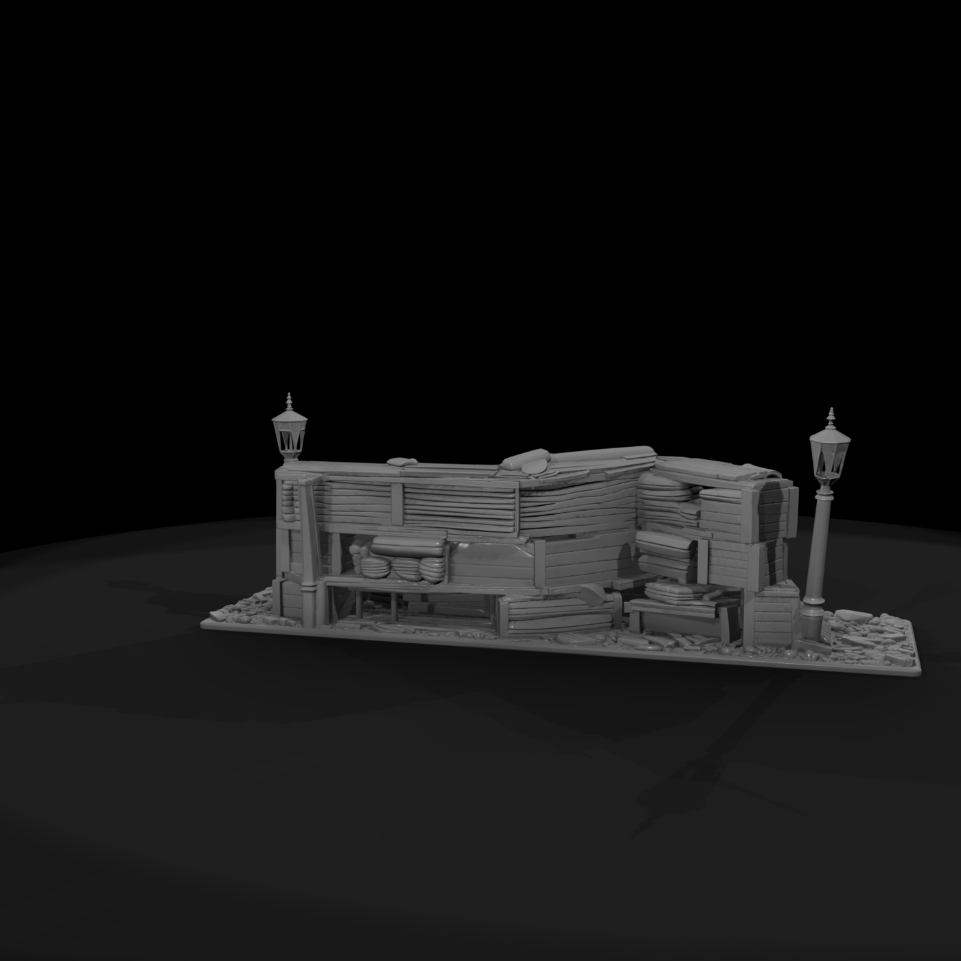 Victorian Ruined Street Terrain Section
