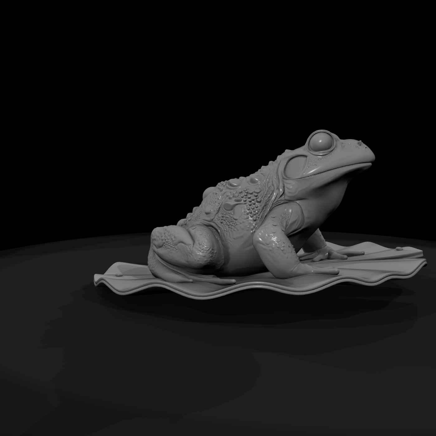 Sculpted Toad on Lily Pad