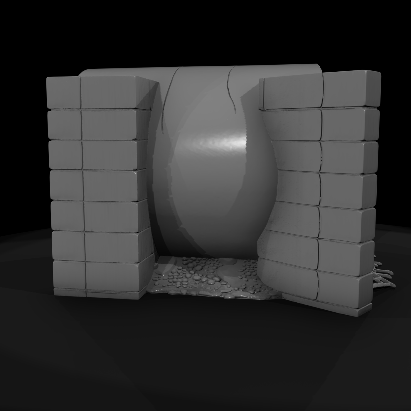 Damaged Concrete Sewer Tunnel — Entrance