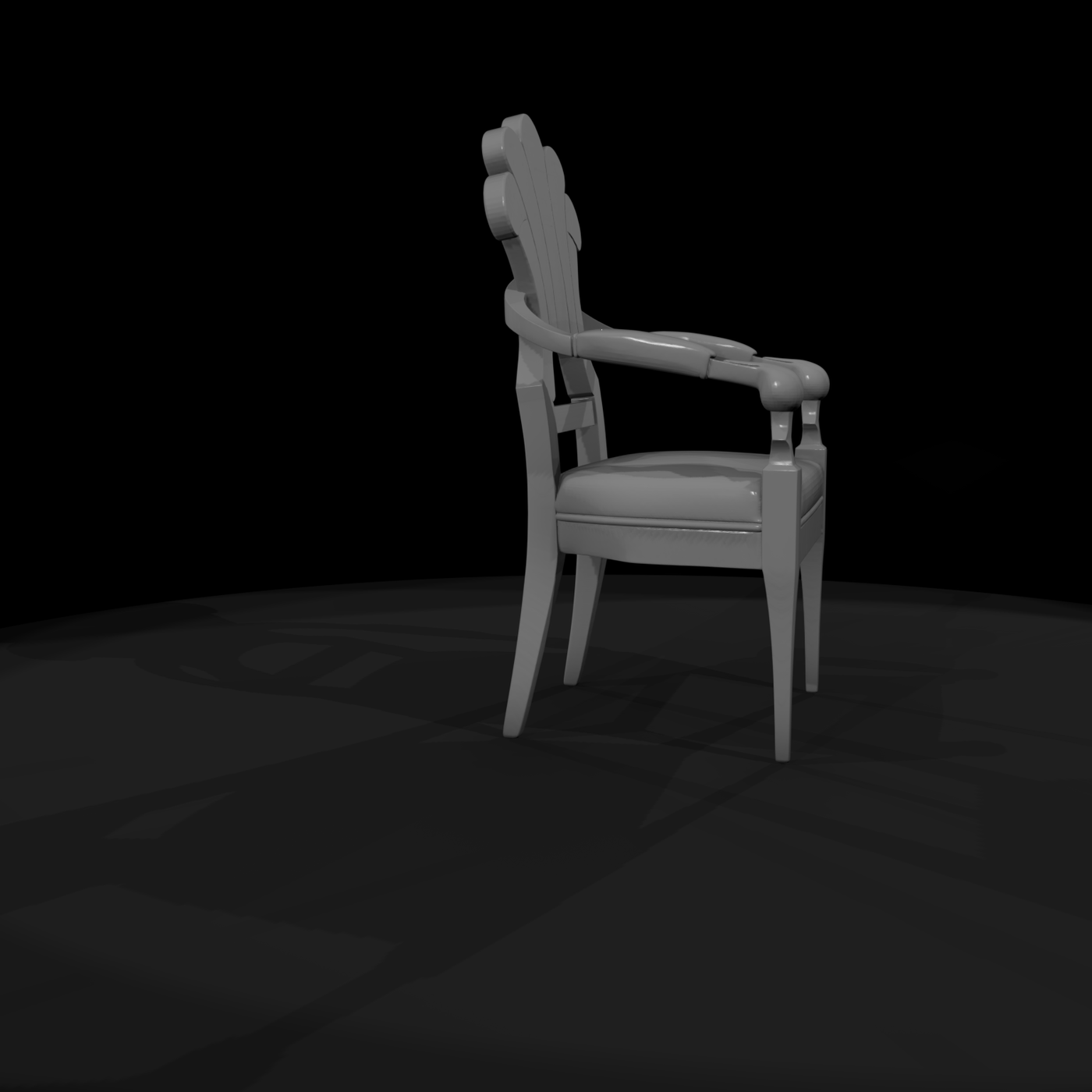 Neoclassical Shell-Back Upholstered Armchair