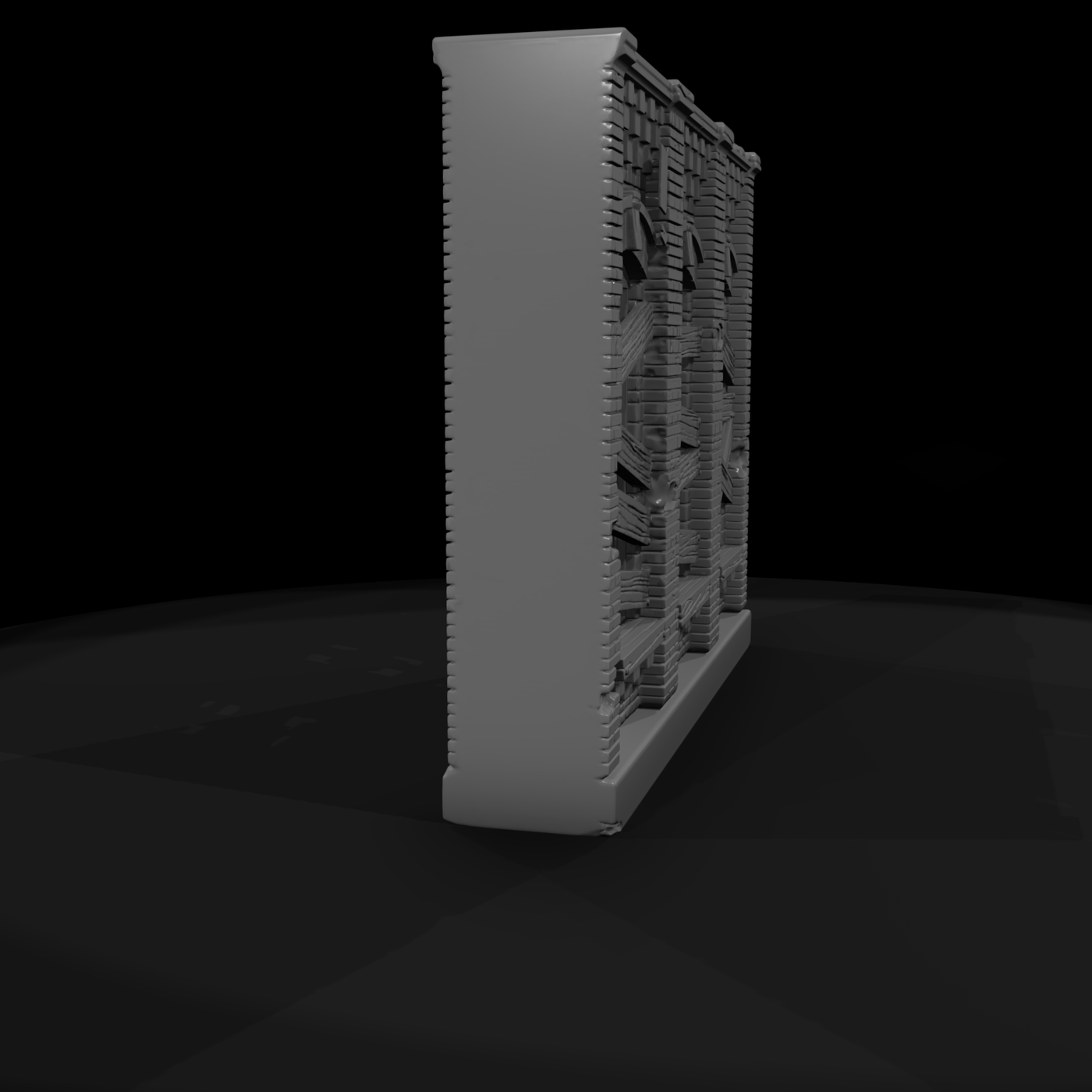 Stylized Boarded Brick Building Facade 3D Model 2P